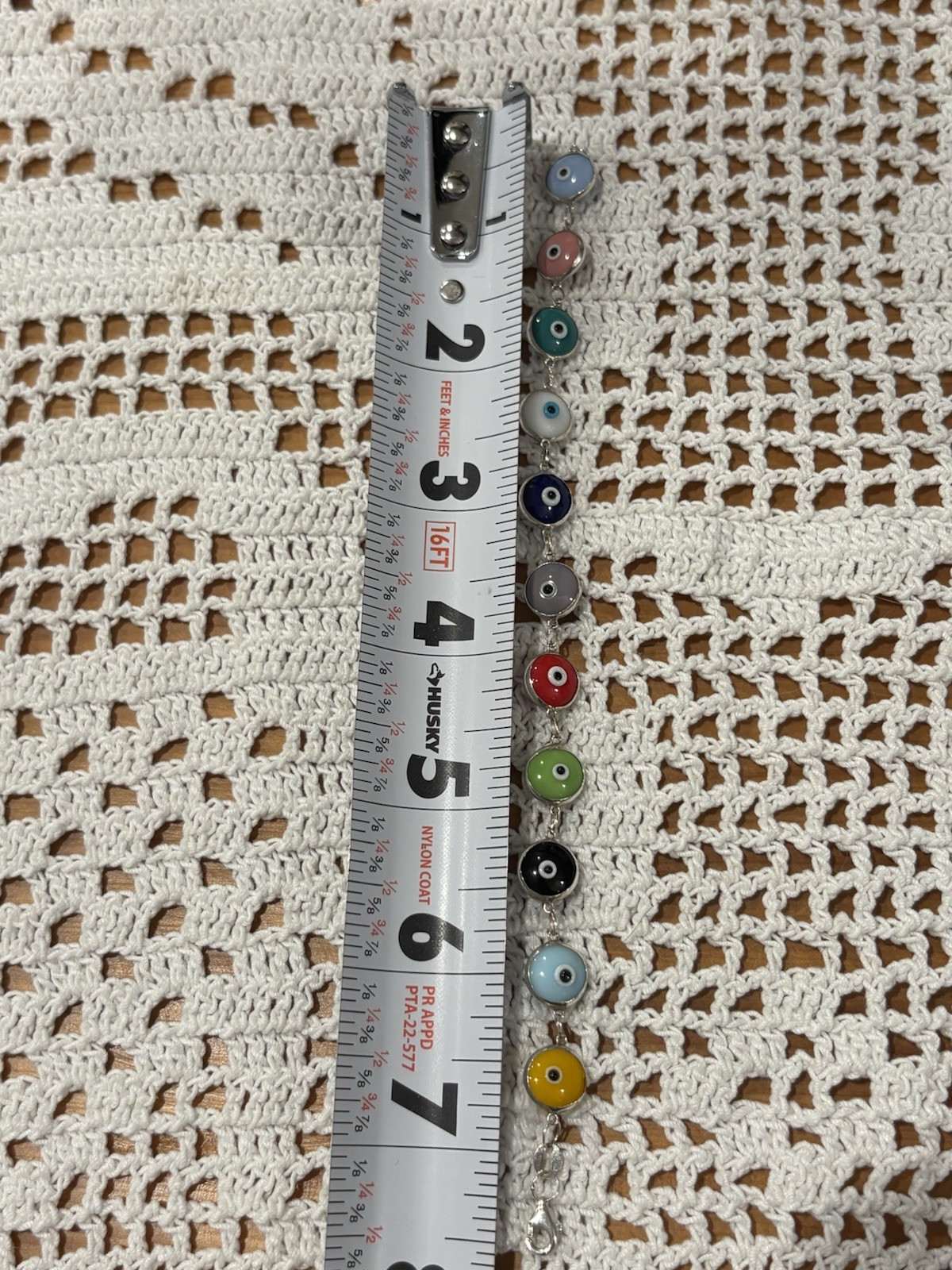 Multi Color Evil Eye Good Luck Bracelet Real 925 Sterling Silver 7.5 Inches
