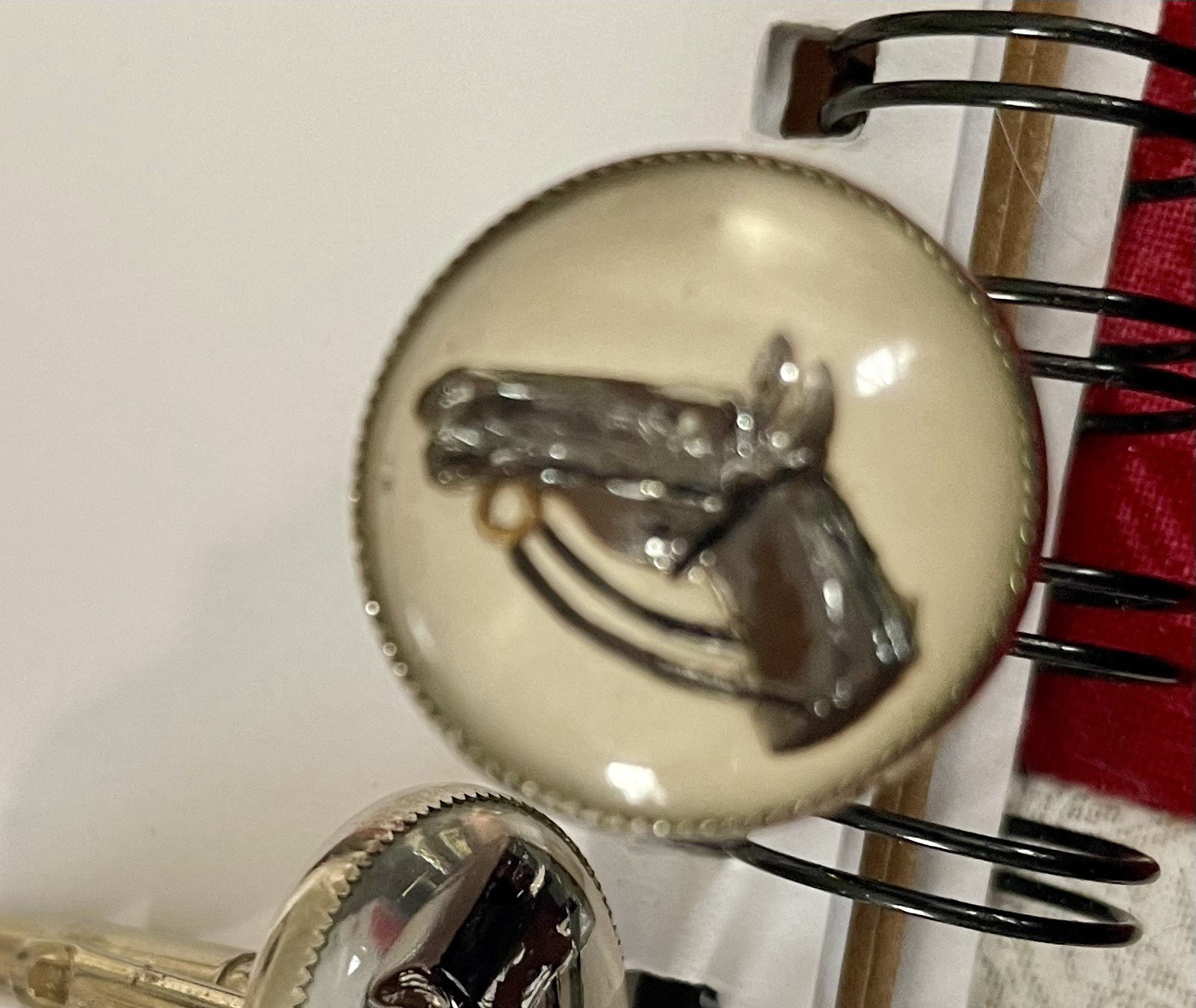 lot of 4 piece set equestrian jewelry concave glass reveres hand painted pendant