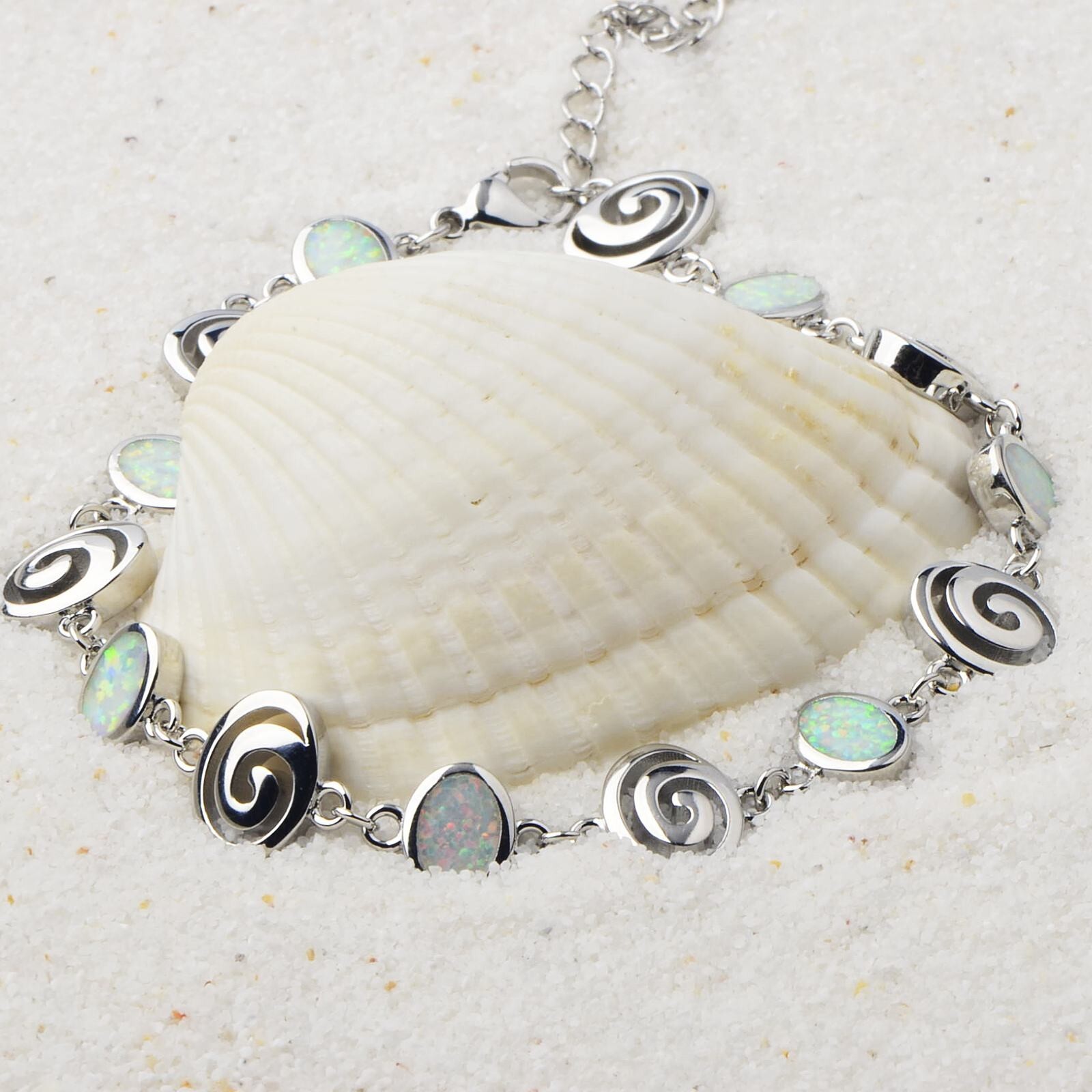 Hawaii White Opal Vortex Bracelet 925 Sterling Sliver Jewelry For Women Girls