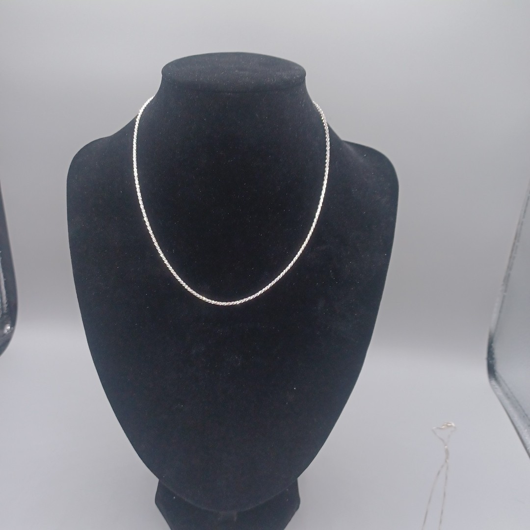22” 925 Sterling Silver Necklace Criss Cross Chain 2mm Lobster Slide Adjustable