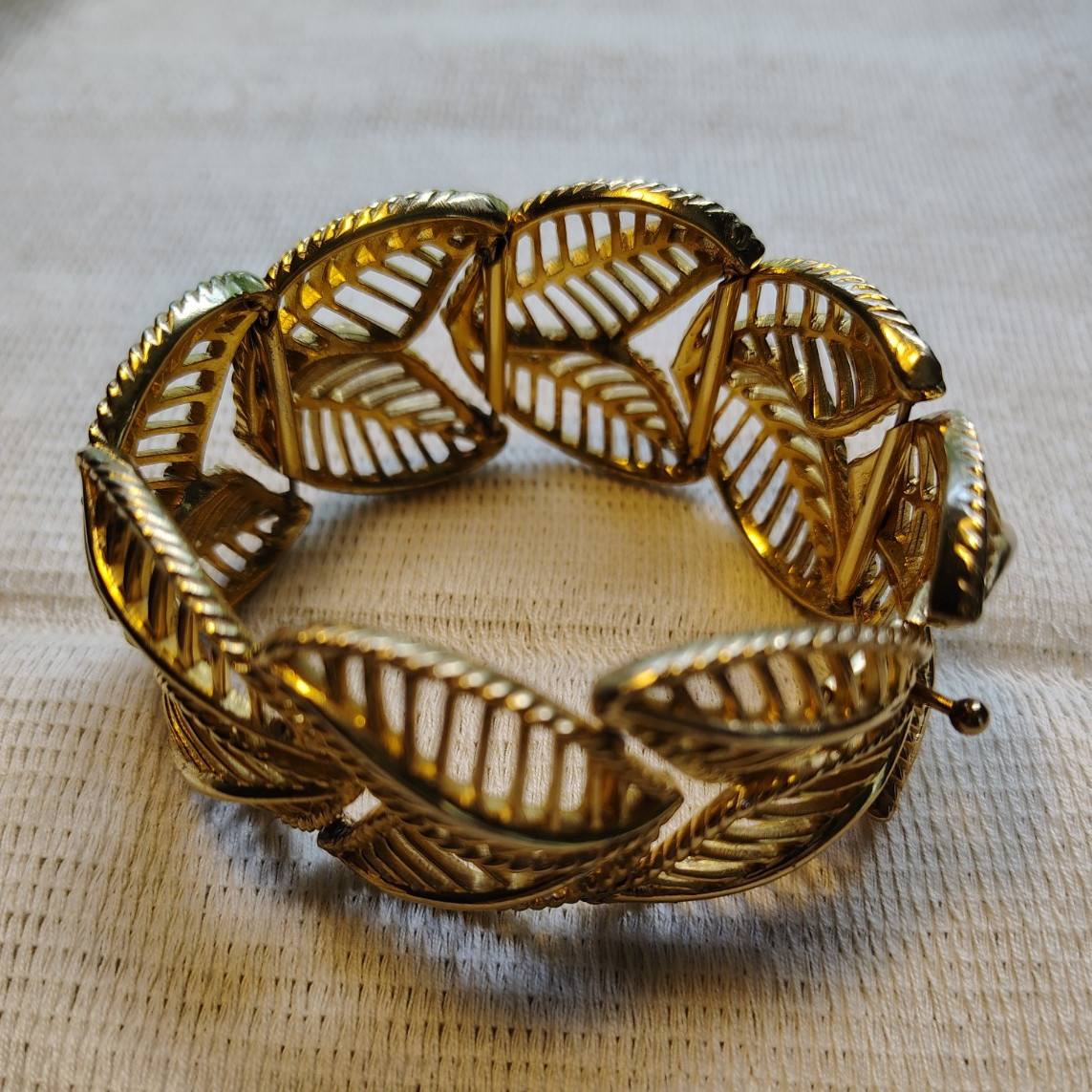 Vintage Leaf Link Statement Bracelet, Hook Closure