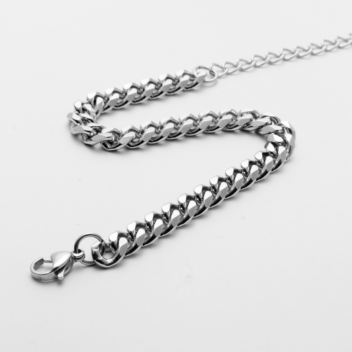5-7mm 316L Stainless Steel Solid Curb Link Chain Bracelet Men’s Women’s 7″ 8″ 9″