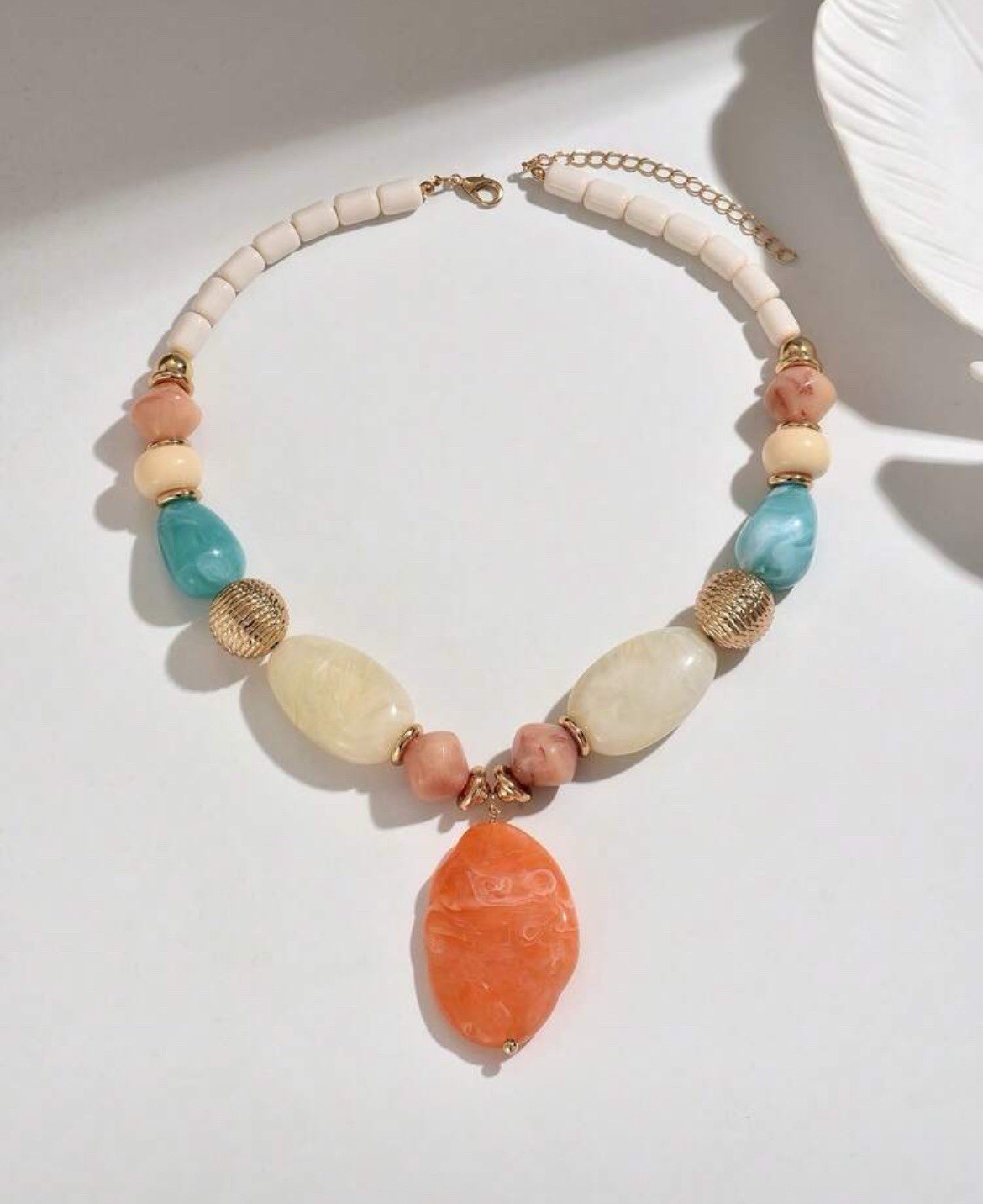 Resin Chain Link Multi Necklace Colorful Chunky Acrylic Statement Boho Retro NEW