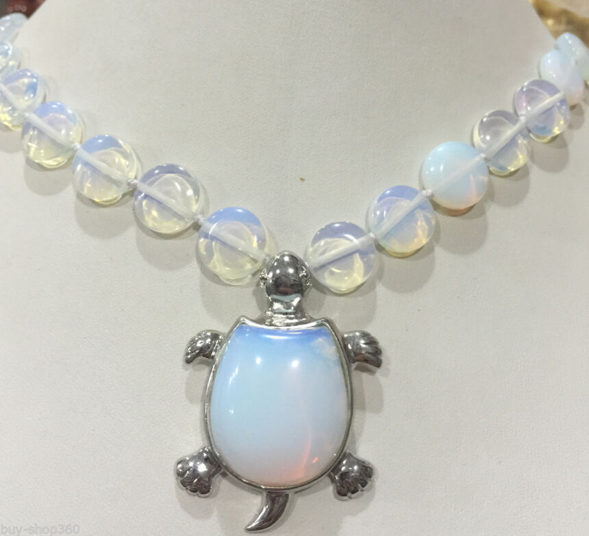 New 14mm Coin Sri Lanka Moonstone Gems Tortoise Pendant Necklace 18”