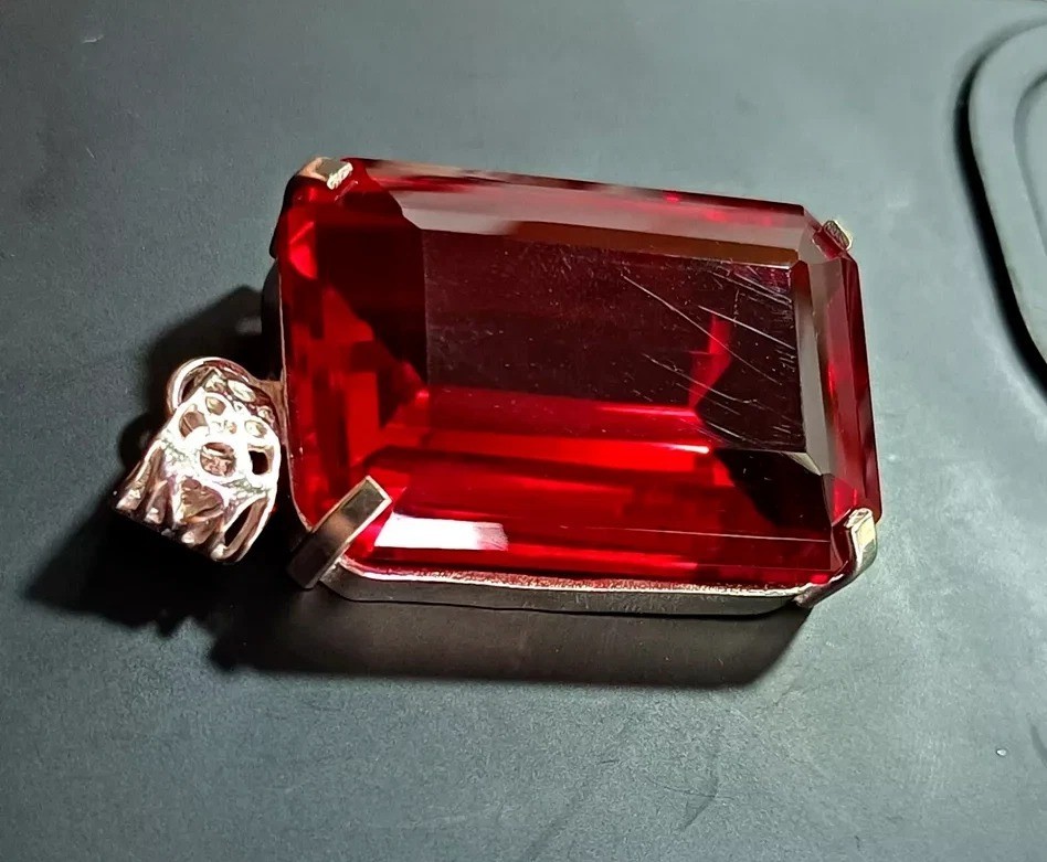 Mozambique Garnet Gemstone Handmade 925 Sterling Silver Jewelry Pendant 2.0″