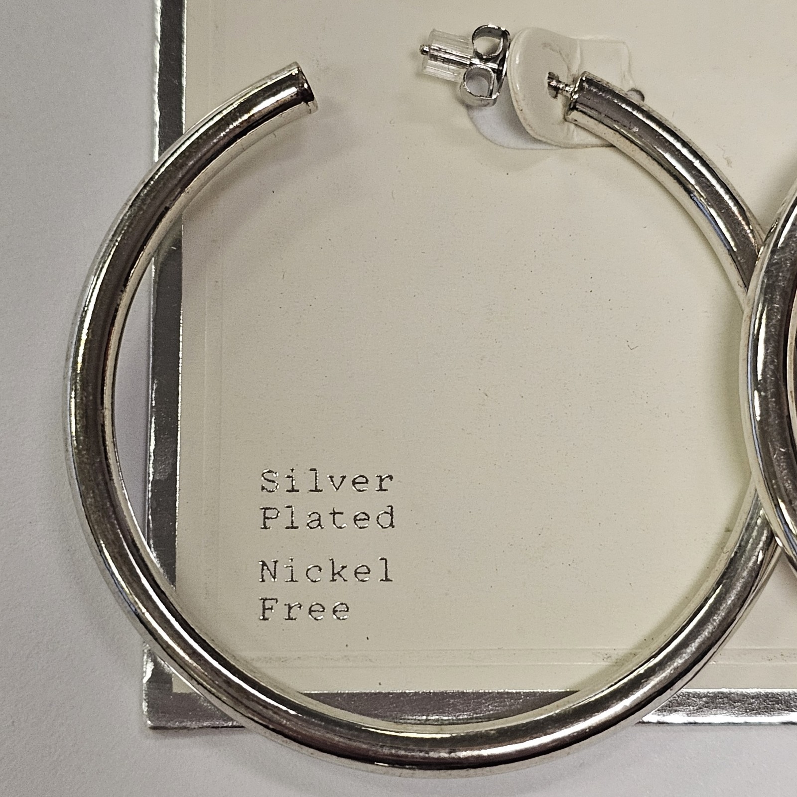 A New Day Silver Plated Brass Large 1.5 Inch Tube Hoop Earrings Nickel Free