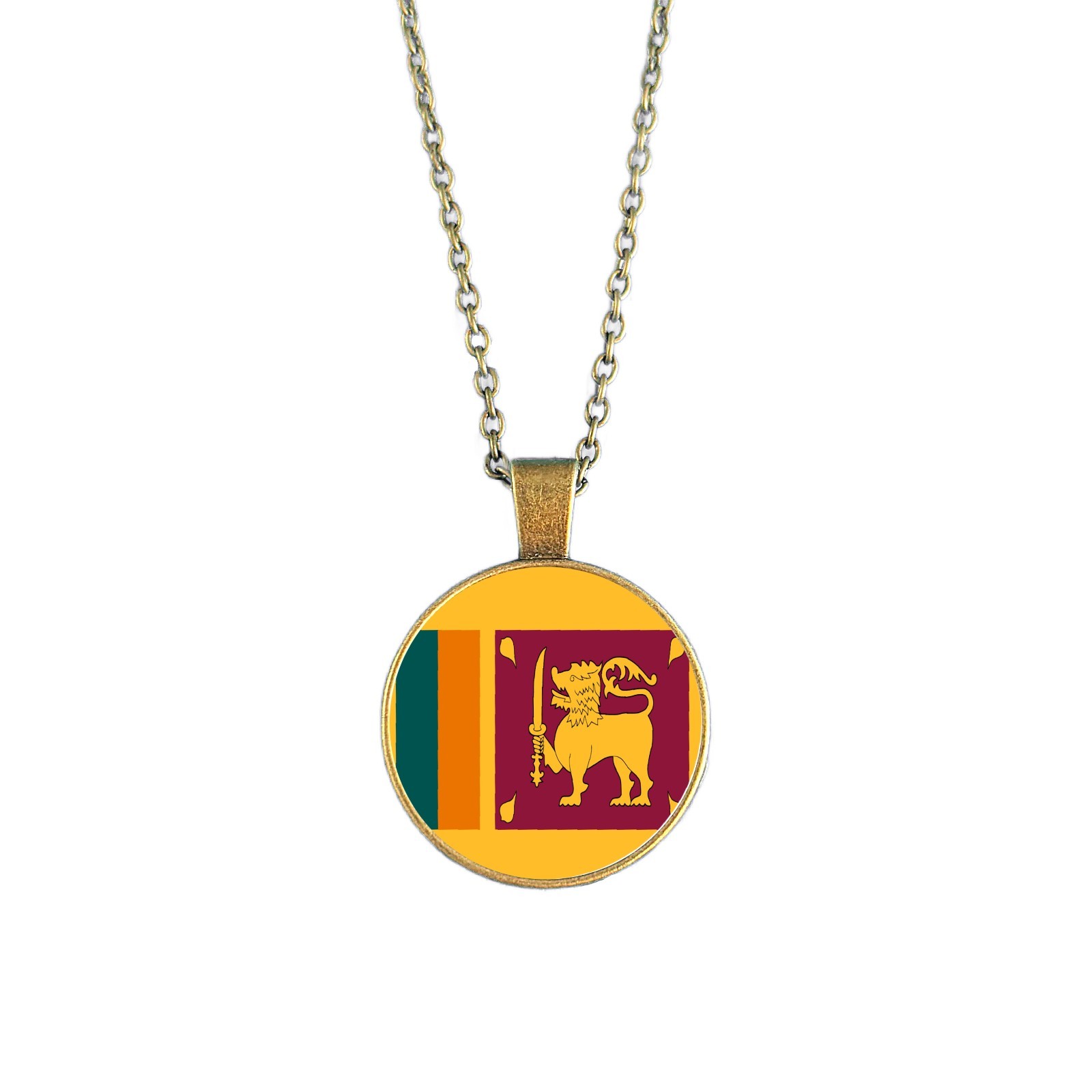 Sri Lanka Flag Necklace • Sri Lankan Pendant Jewellery • Gift for Her Sri Lankan