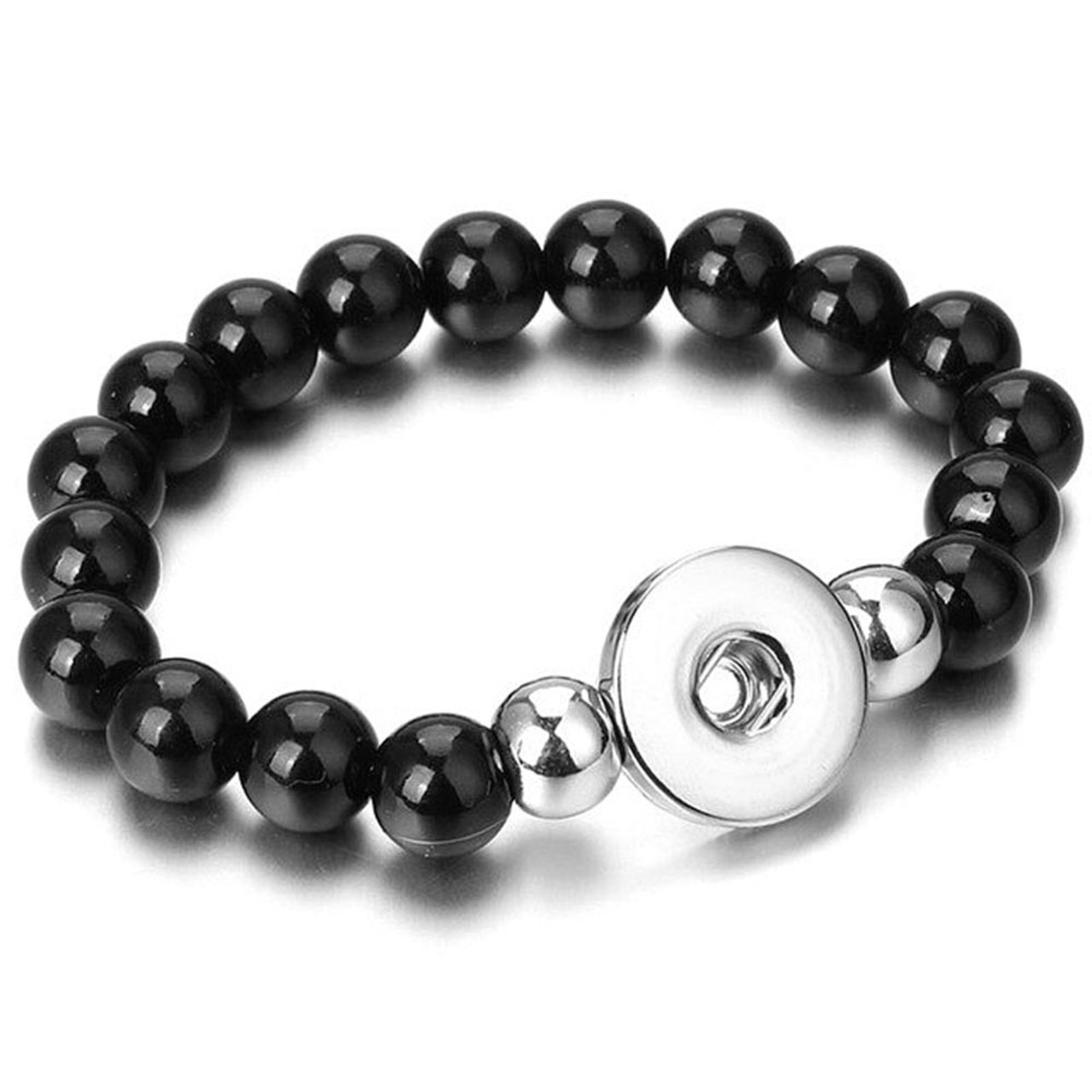 Snap Jewelry 6.5 in. Ginger Charm Stretch Bead Bracelet Fits 18MM 20MM Buttons