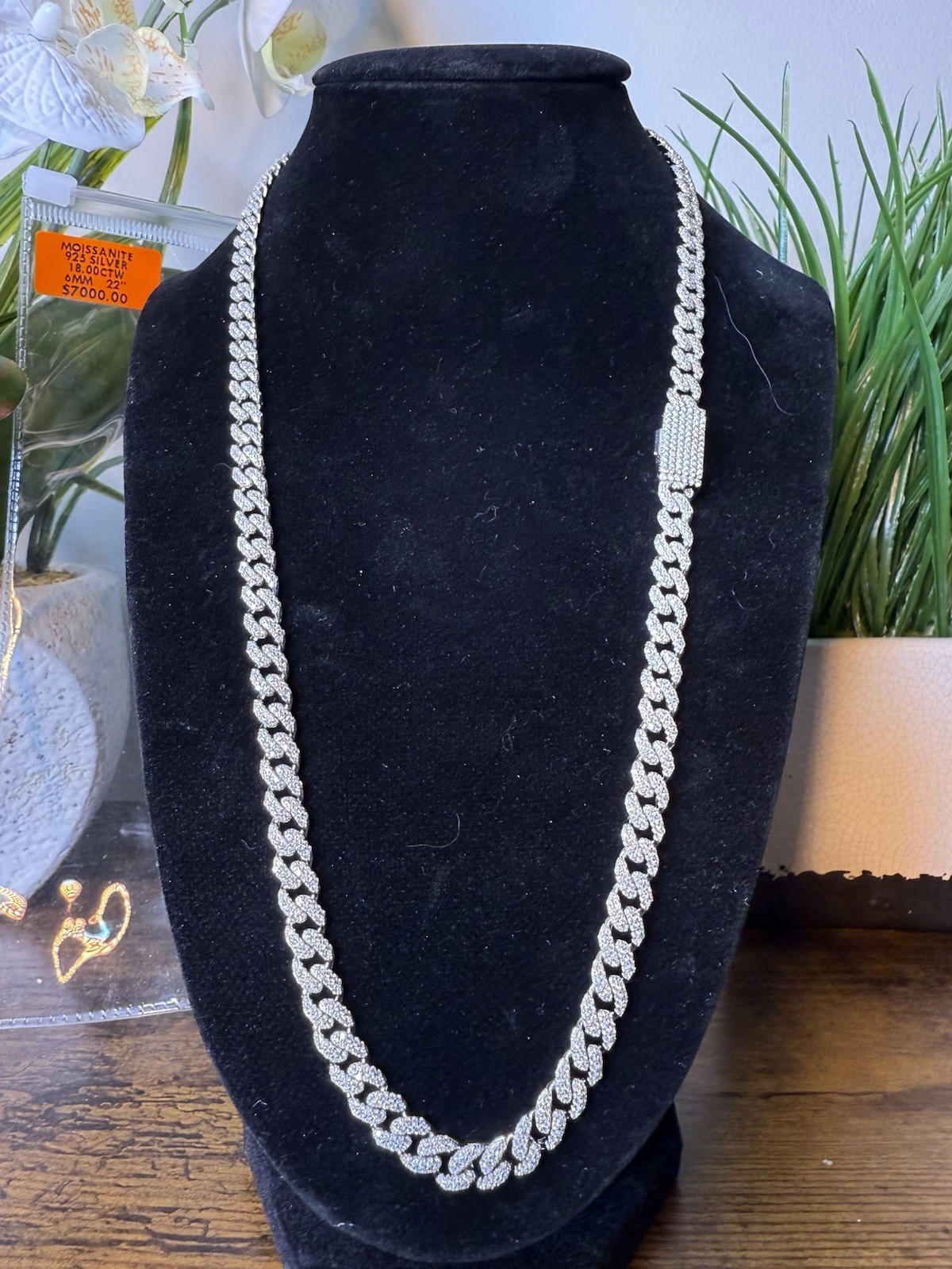 22” 6.5MM SOLID 925 Sterling Silver (49g) Miami Cuban Chain with VVS Moissanite