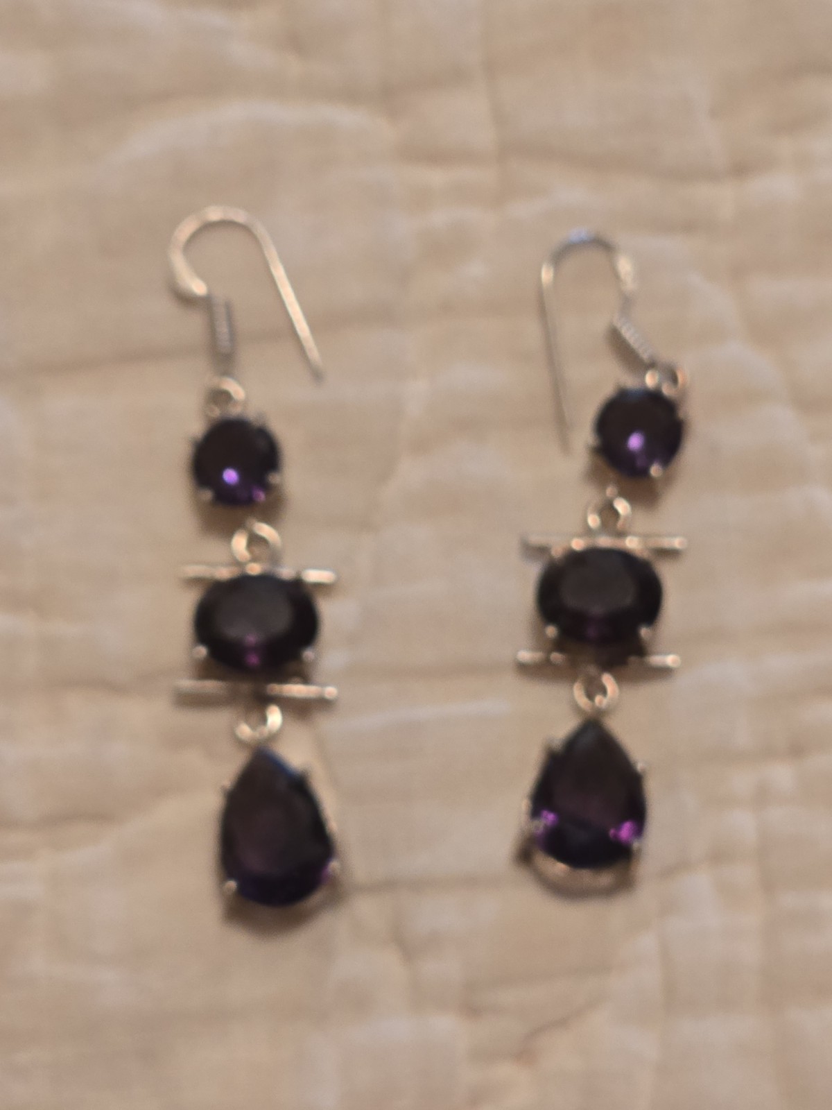 Faceted African Amethyst Gemstone Solitaire Jewelry Handmade Gift Earrings 2.5″