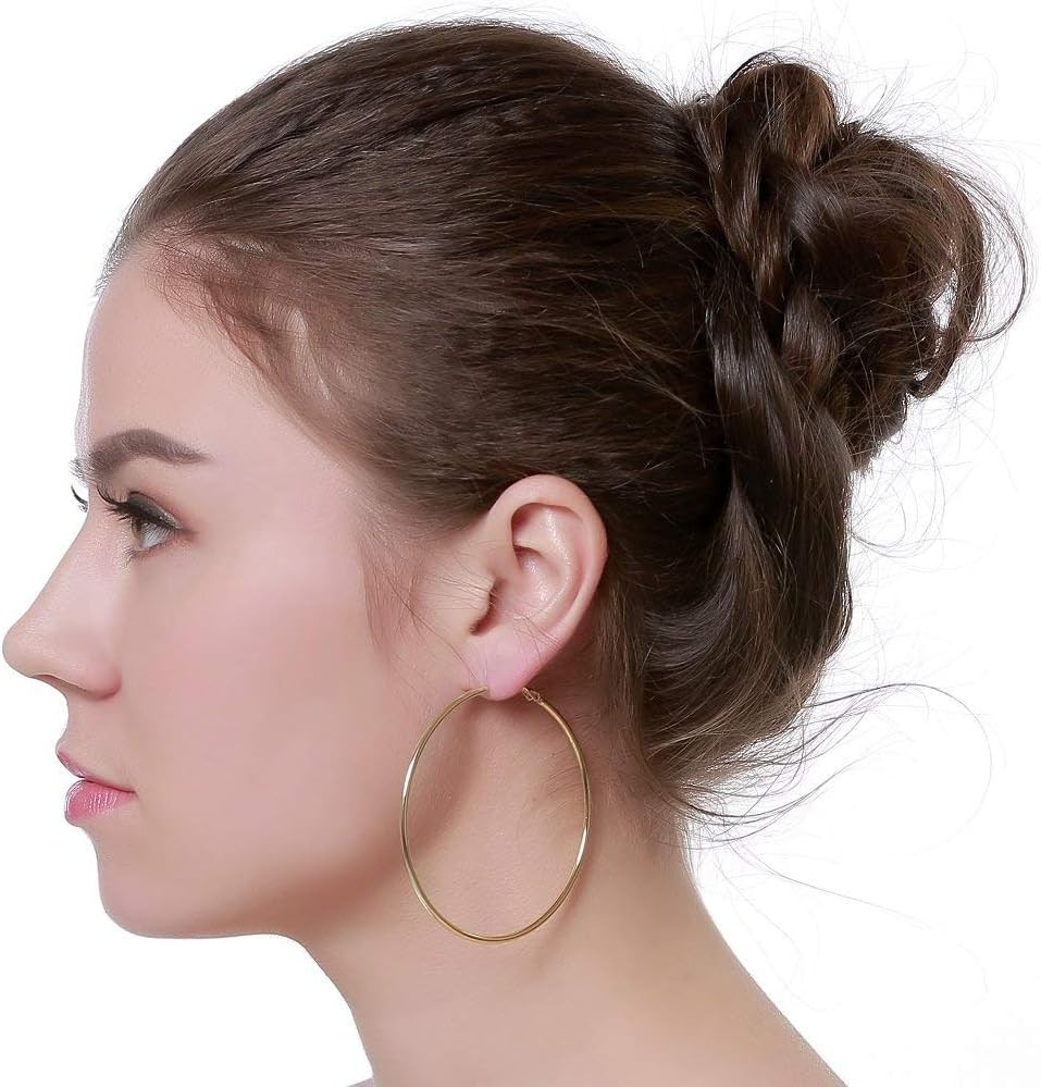 Dainty 70Mm Big Large Hoop Earrings for Women Fashion round Circle Huggie Hoops