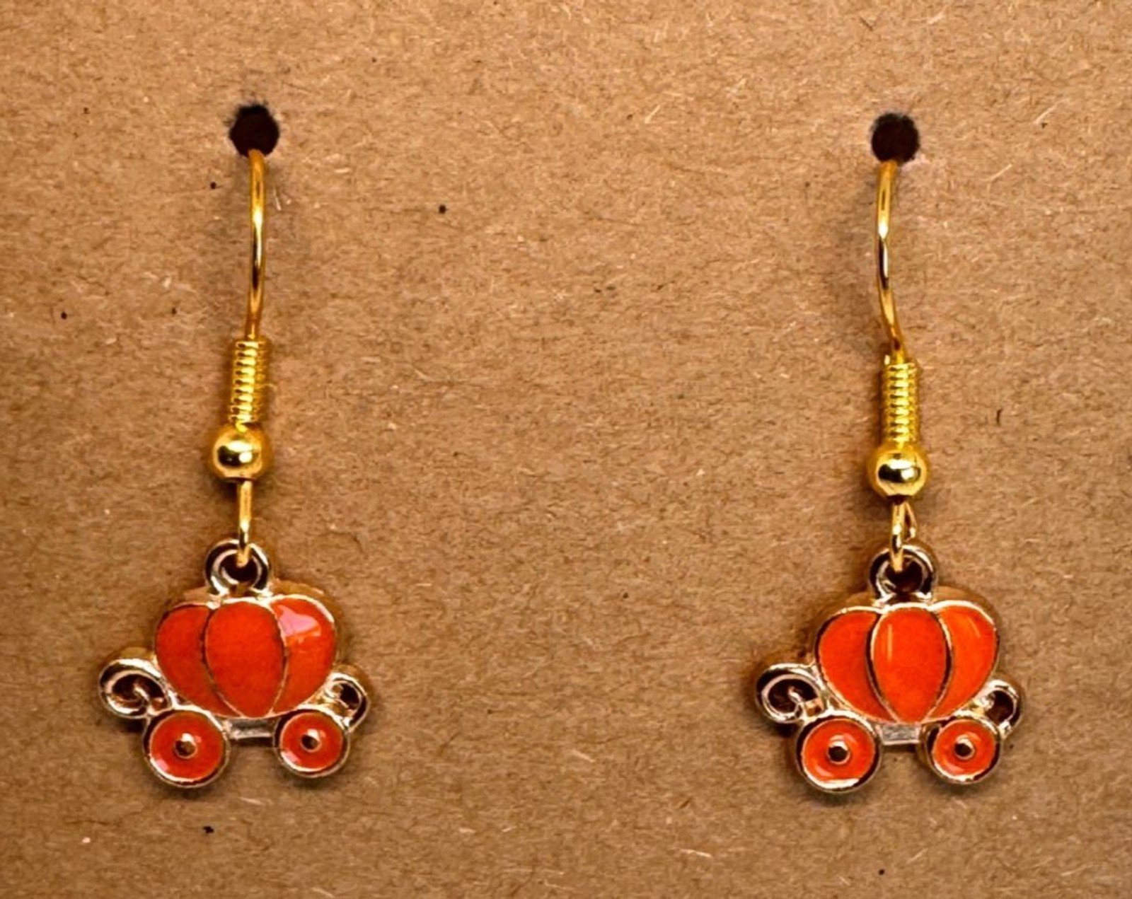 Halloween Orange Pumpkin 10kt Gold Earrings #2023