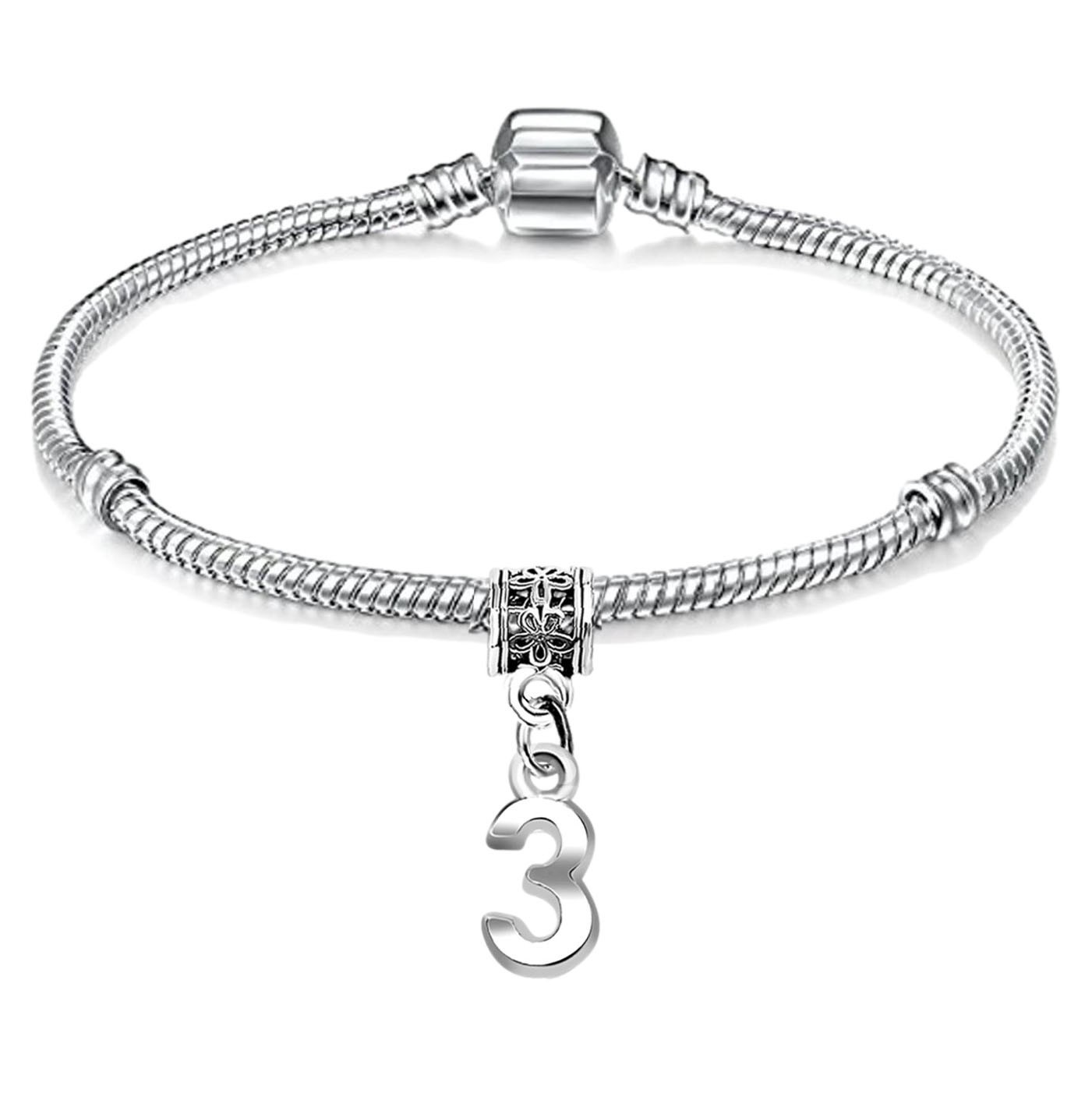 Girls Silver Plated Charm Bracelet Birthday Gift Age Pendant Boxed Daughter Kids