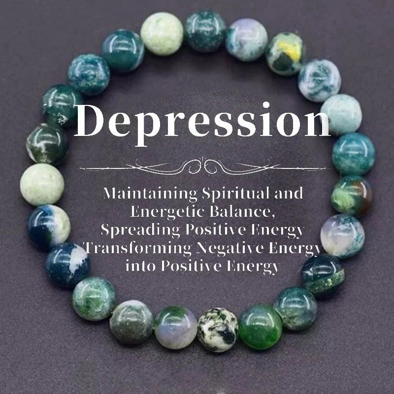 Natural Stone Symbolic Beaded Bracelet Women Men Anxiety Relief Protection Money