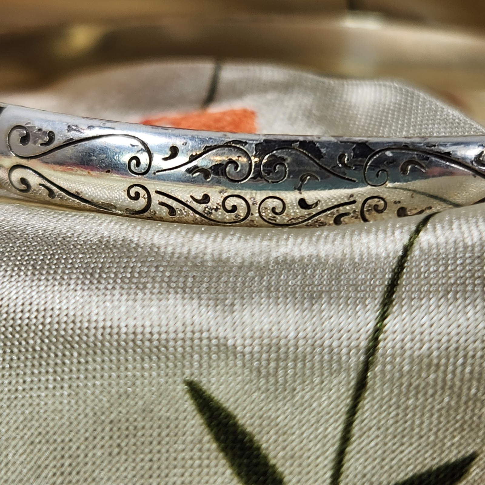Brighton Gold And Silver Tone Bracelet Etched Scroll Design/ Bangle