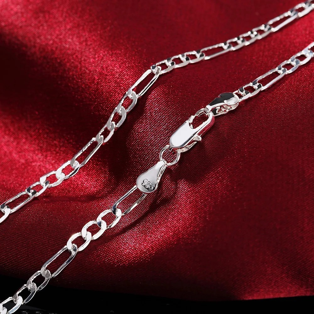 🔥 Set Cadena y Pulsera Plata 925 4MM Hombre Mujer Regalo Boda Navidad Lujo