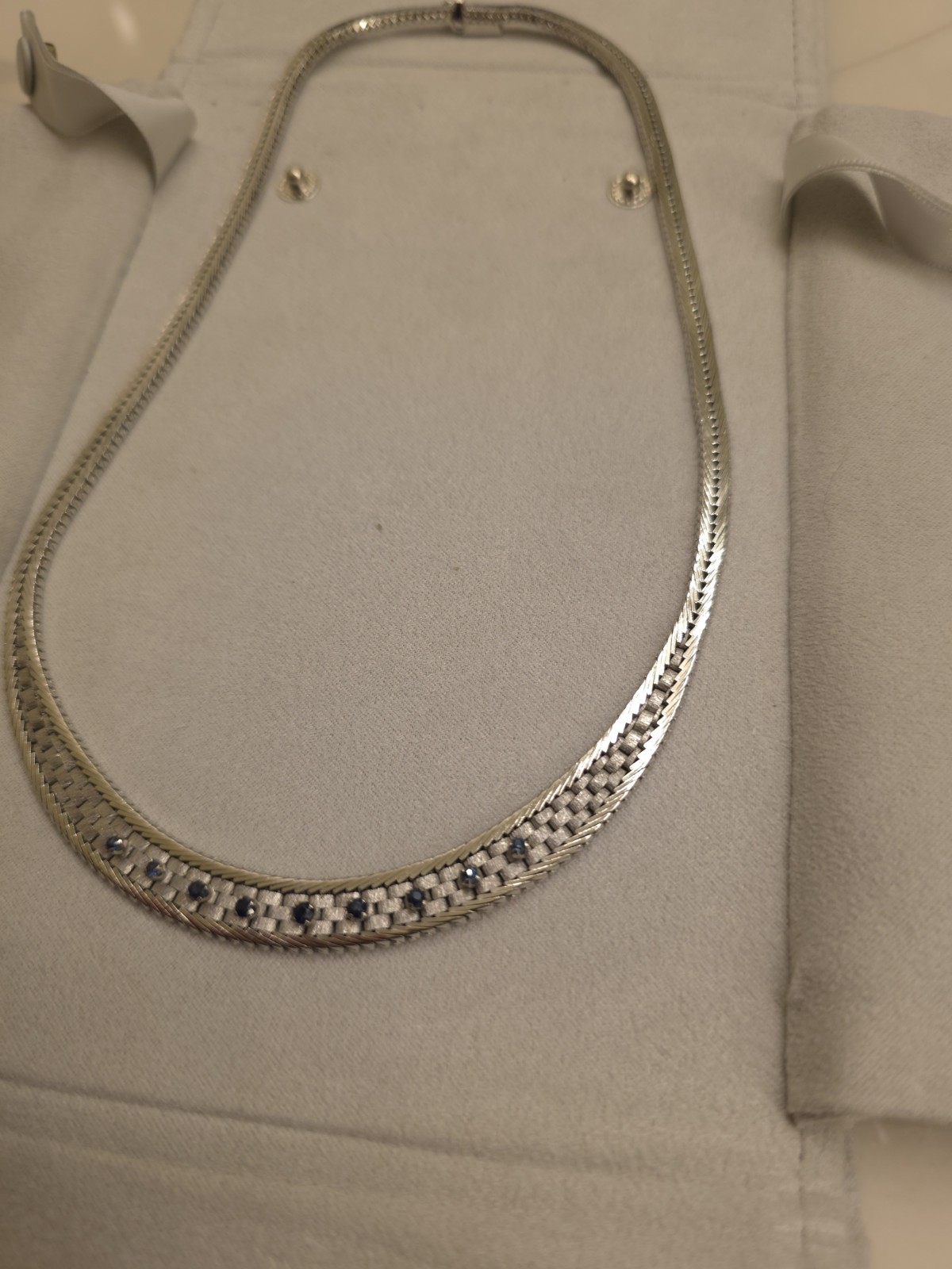 925 Sterling Silver Herringbone Chain Statement Necklace, Box Clasp