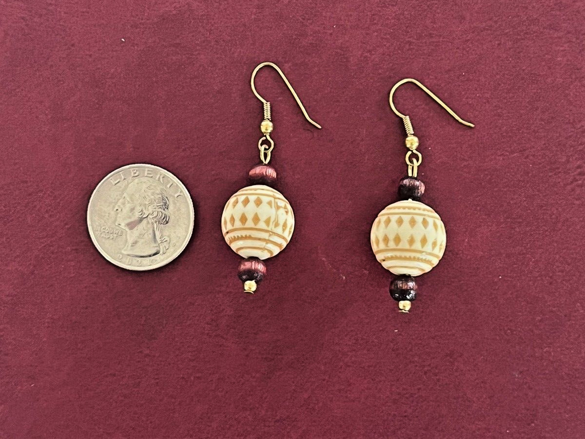 Vintage Artisan Handmade Decorated Beaded Dangle/Drop 2″ 1/4″ Boho