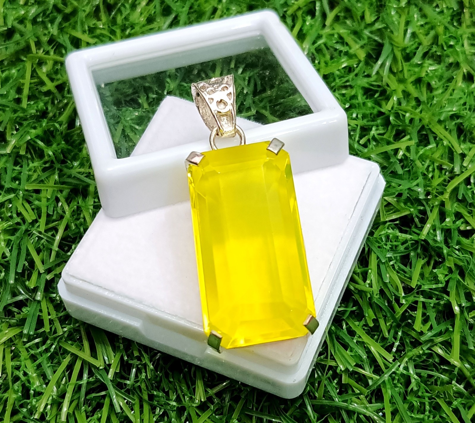 Certified 50.00 Ct Natural Yellow Opal 925 Solid Silver Pendant Loose Gemstone