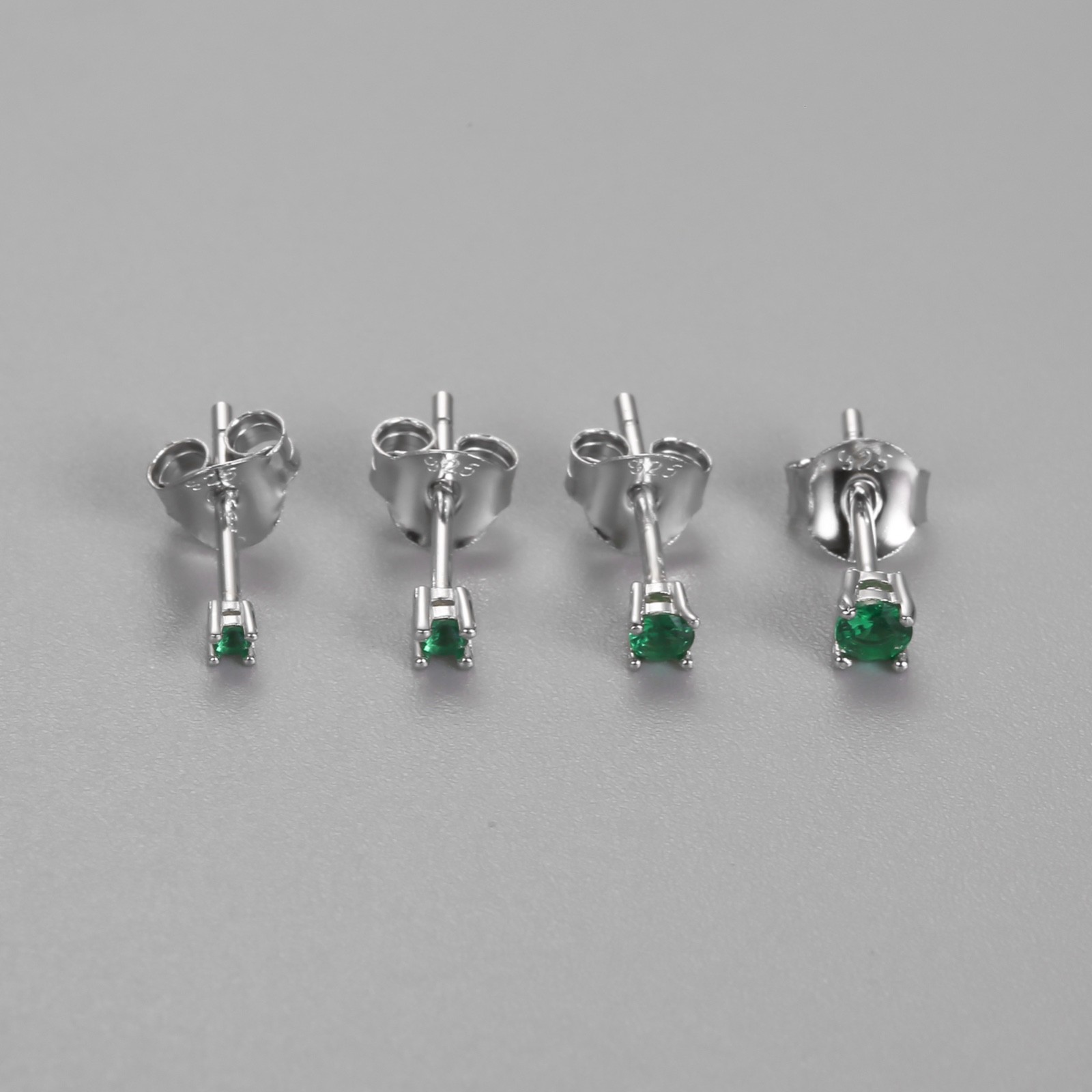 Small Emerald stud earrings, 18K gold plated sterling silver, jewelry gifts