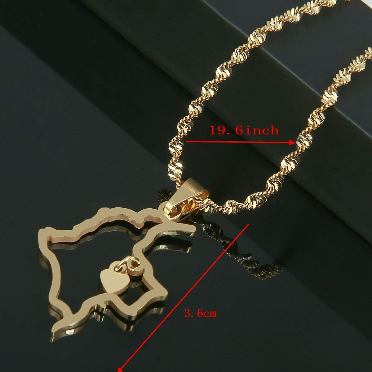 Heart Charm Colombia Map Pendant Necklace Map of Colombian Jewelry gold