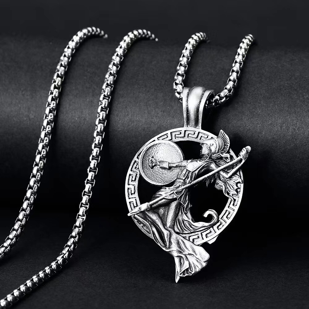 Athena Pendant Greek Goddess Necklace Men Women Stainless Steel Jewelry Gift