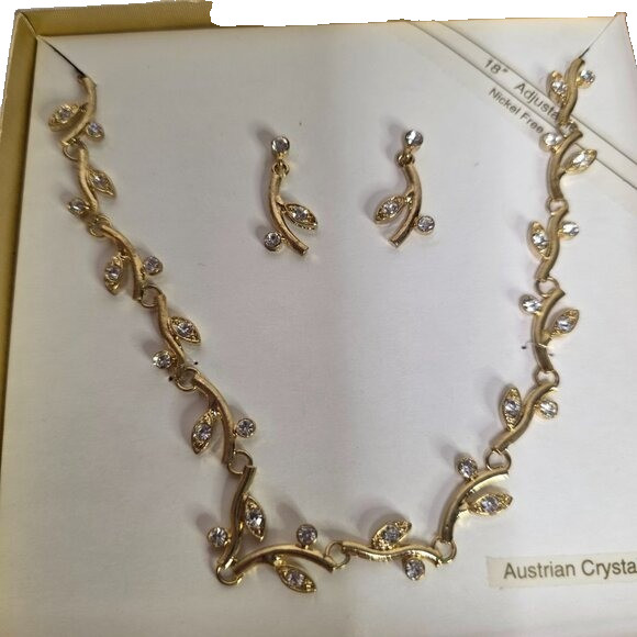 Junction West 18″ Adjustable Nickel Free Austrian Crystal Necklace and Earrings