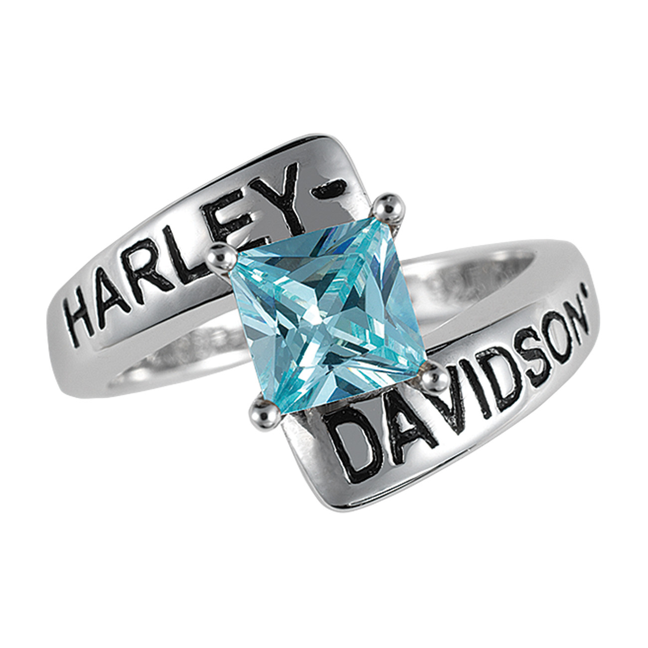 Harley-Davidson Sterling Silver Crossroads Birthstone Ring – December Blue FM