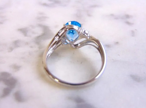 Simulated 2.10CT Pear Shape Aquamarine Wedding Fashion Women Ring In 935 Silver