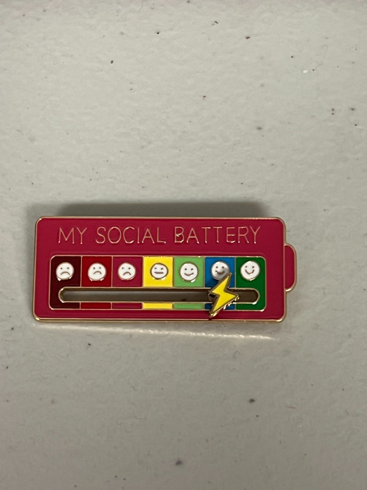 Sliding Social Battery Mood Tracker Enamel Pin Adjustable Energy Brooch 6 colors