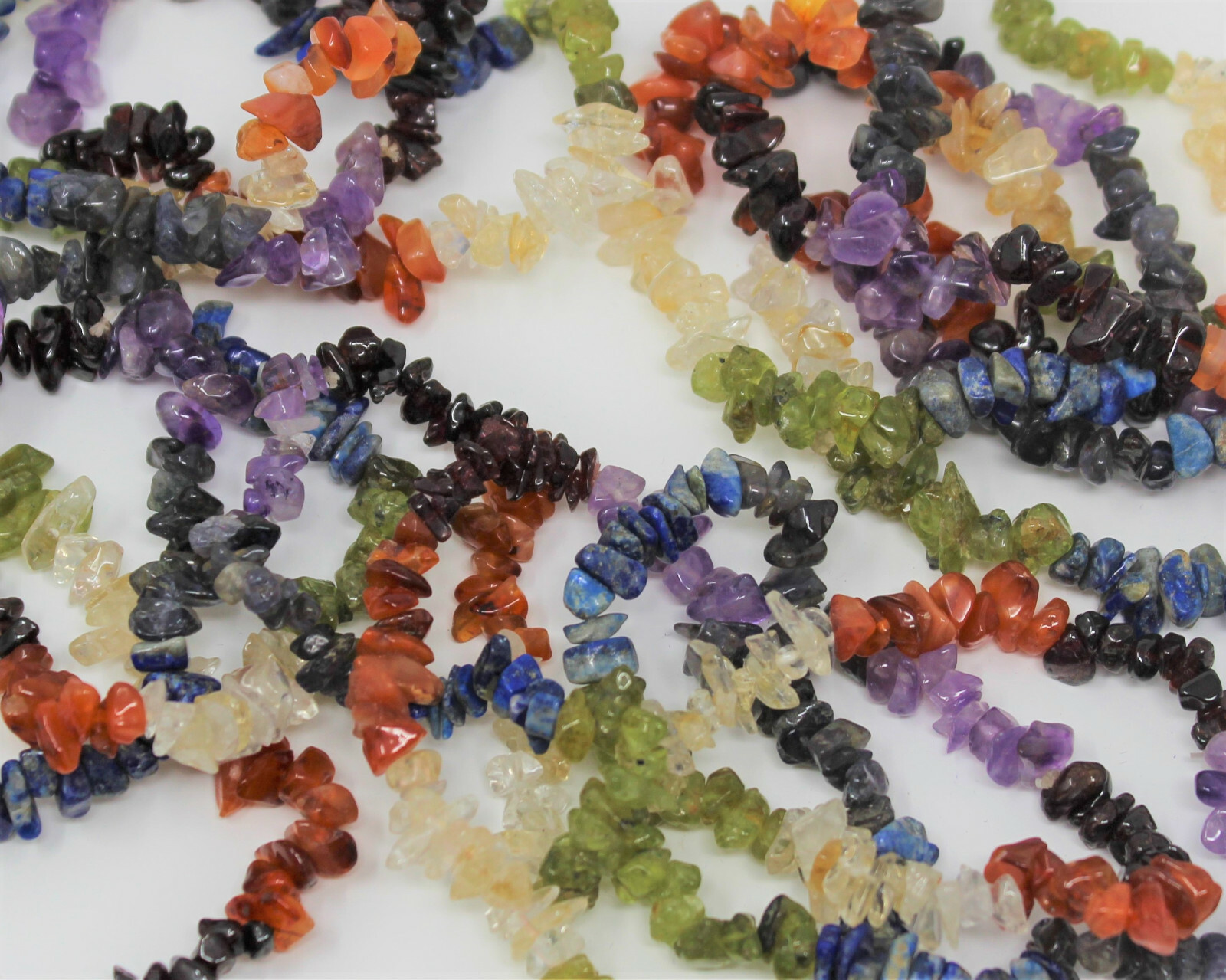 7 Chakra Chip Gemstone Bracelet, Stretch : Raw Crystal Healing US SELLER