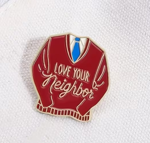 Love Your Neighbor – MR. ROGERS Red Sweater – 1.25″ x 1.10″ Enamel Pin NEW
