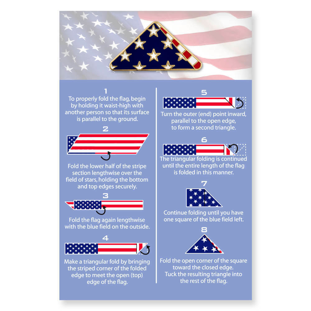 PinMart’s Folded American Flag Memorial Veteran Lapel Pin on Instruction Card