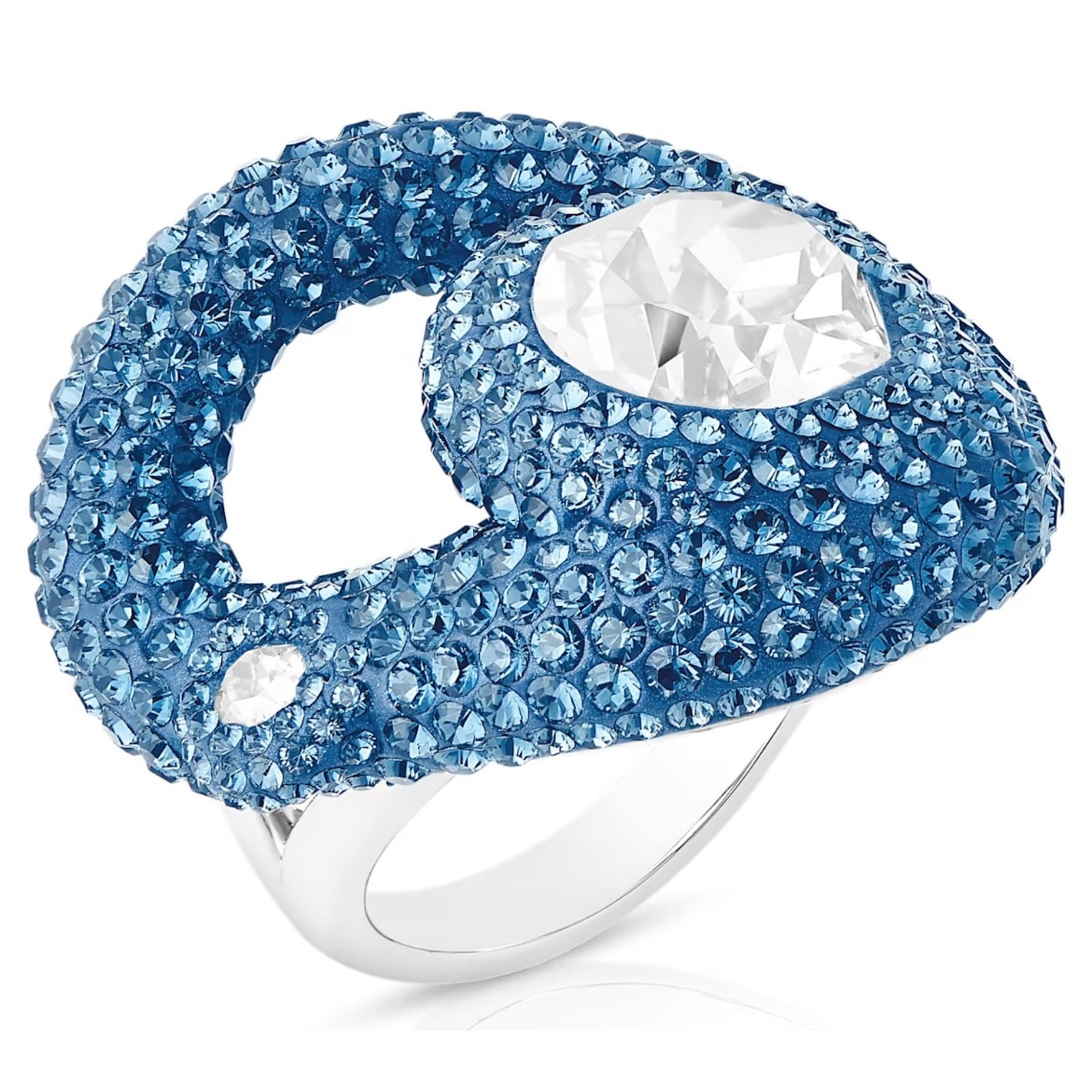 Swarovski Tigris ring Water droplets, Blue, Palladium plated USA 7/ 55 EUR