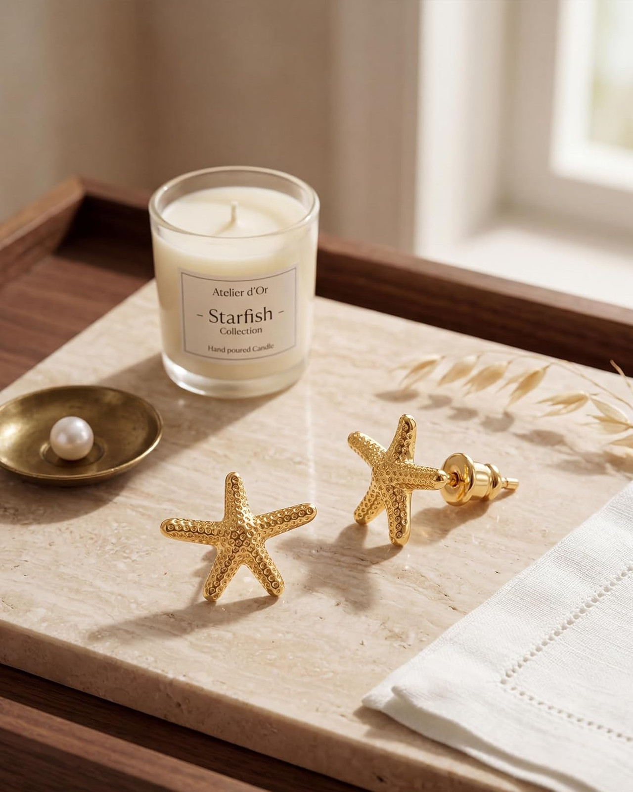 Gold Earrings for Women Small Starfish Studs 14K Gold Plated Dainty Lightweight