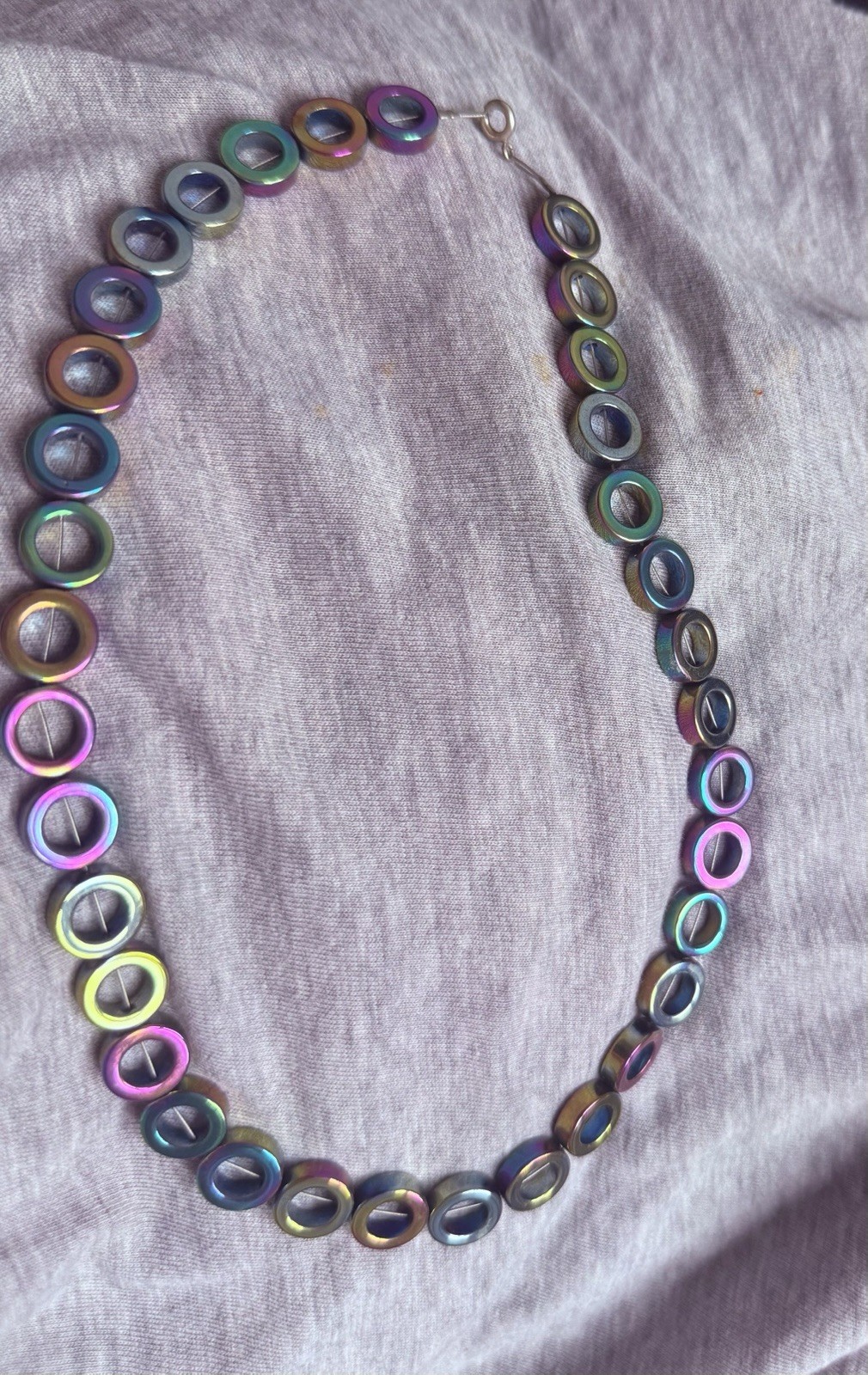 Rainbow Titanium M Necklace Iridescent Chainmail Lightweight Jewellery
