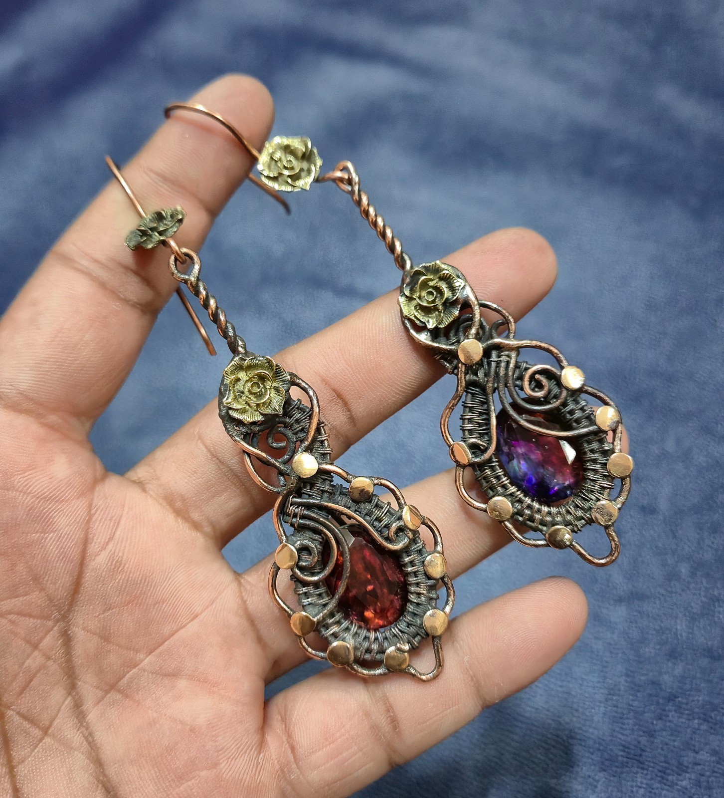 Ammolite Handmade Wire Wrapped Earring Gemstone Jewelry For Birthday Gift