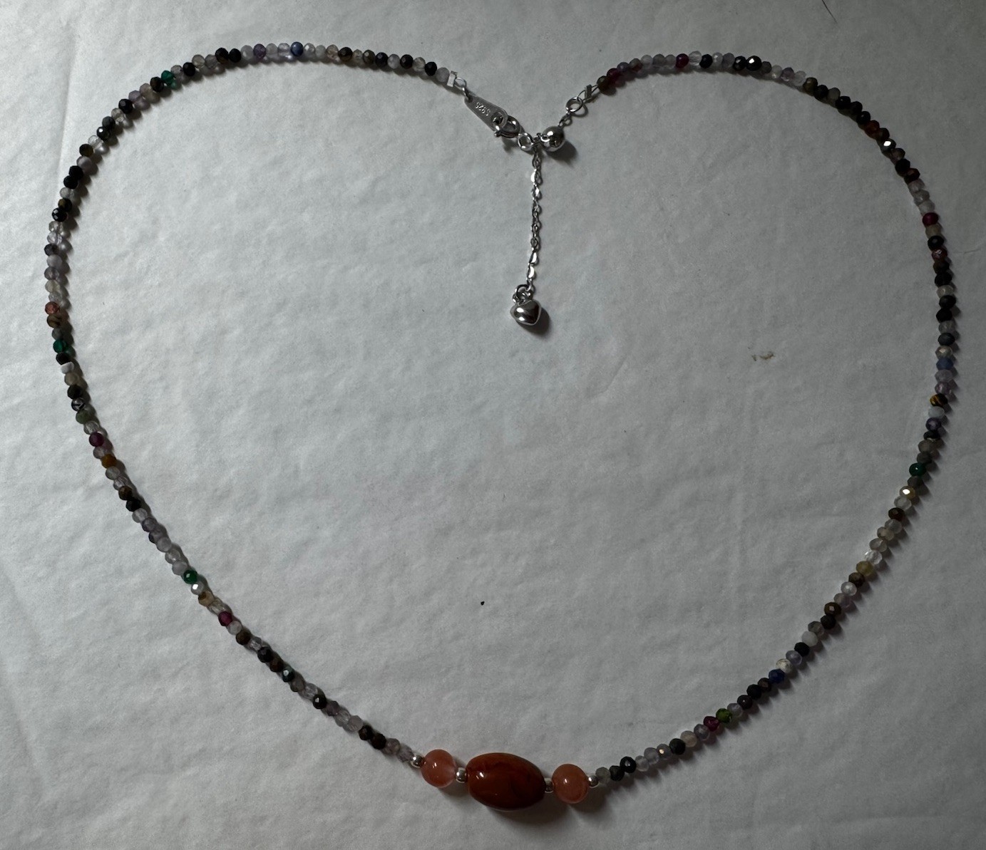 2-8mm Faceted Multicolor Tourmaline Round Gems Beads nanhong agate 925 Necklace