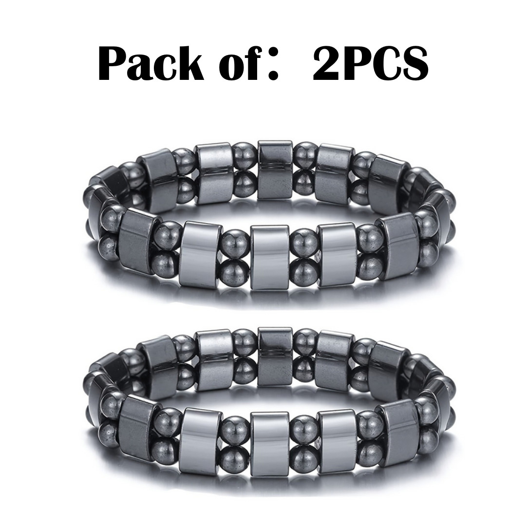 2× Magnetic Hematite Bracelet Pain Relief Powerfull Elastic Therapy Arthritis US