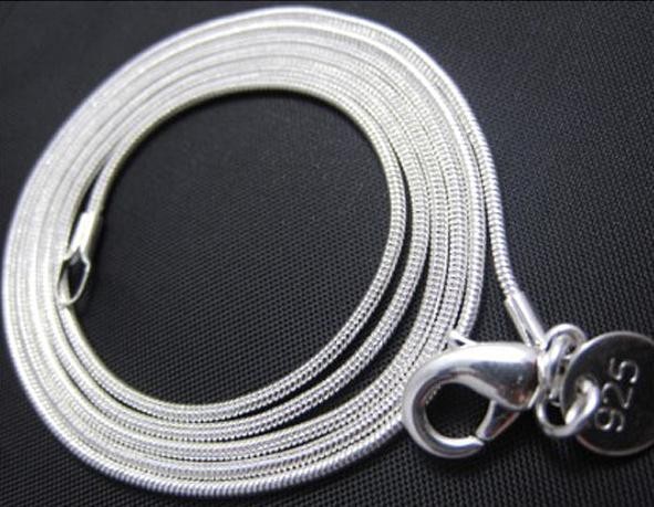 925 Sterling Silver Necklace Chain Snake Type, 2mm 16, 18, 20, 22, 24 inches