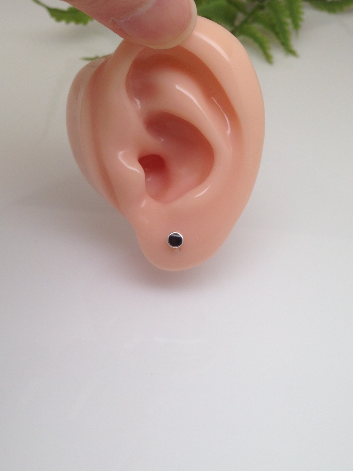 925 Sterling Silver Tiny Black Onyx Stud Earrings Round 3mm