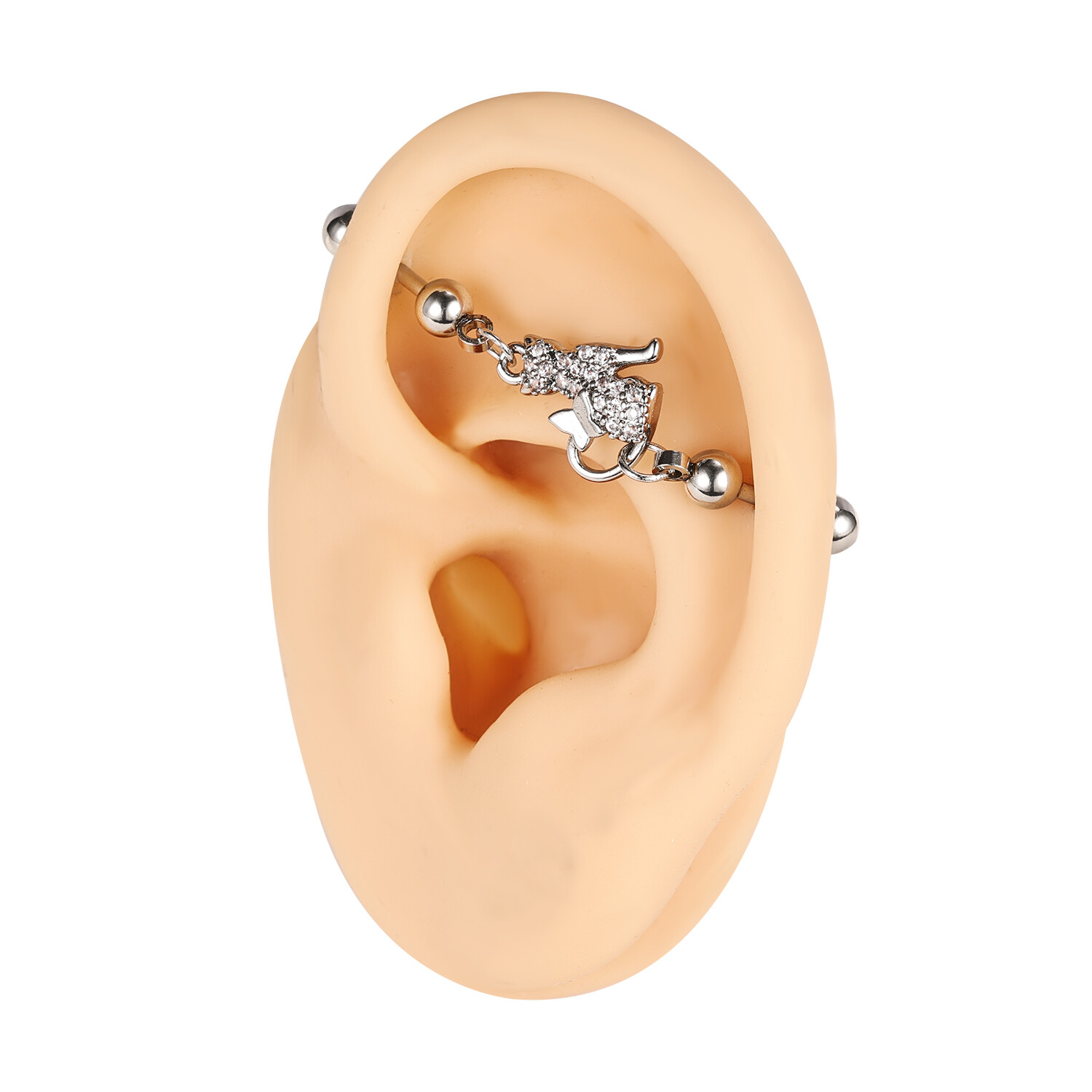 2Pcs 16G Stainless Steel Industrial Barbell Earrings Cartilage Piercing Jewelry