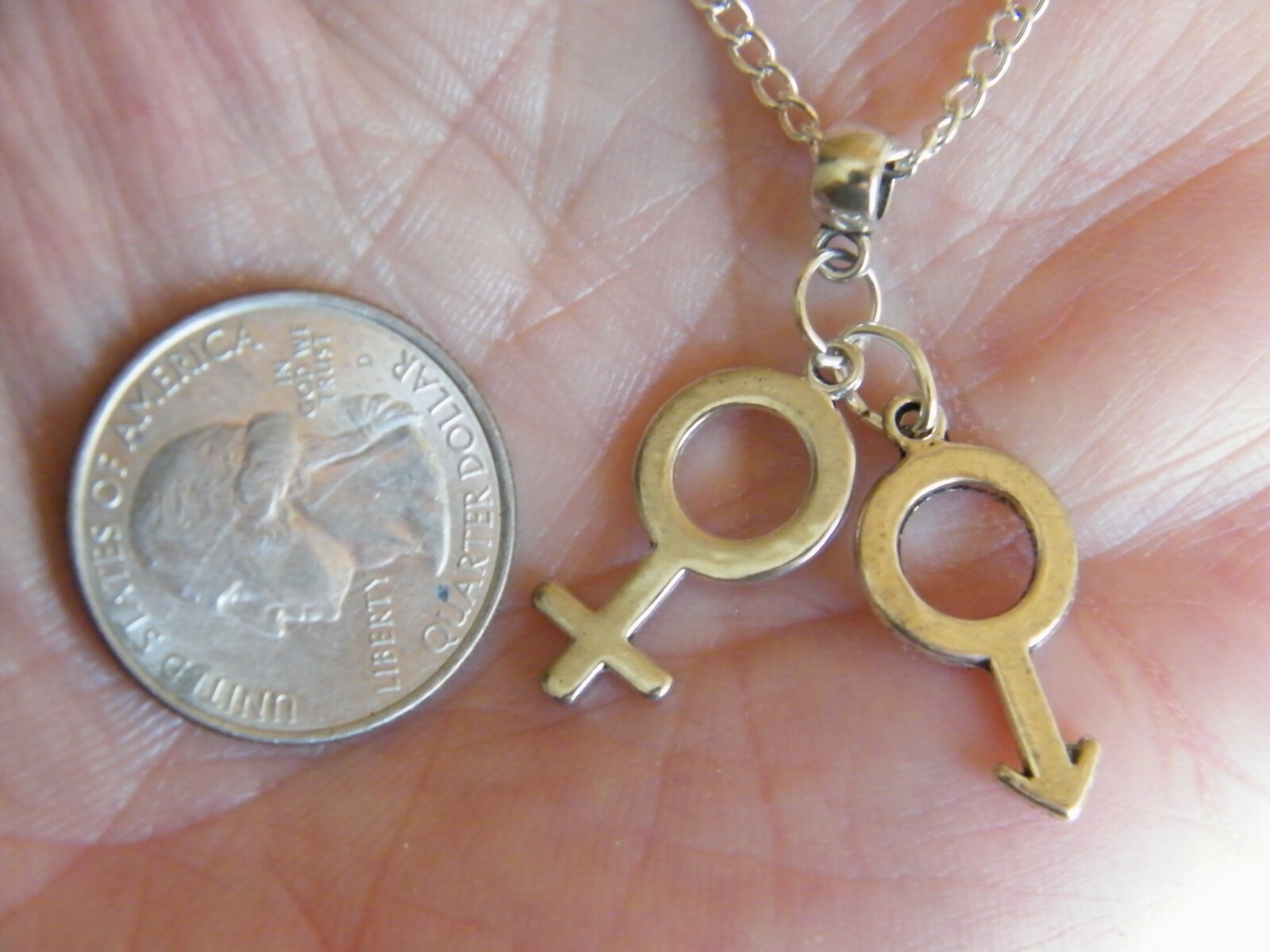 Straight Necklace MALE & FEMALE Breeders Silver Charm 22″ Real Silver Chain NEW!
