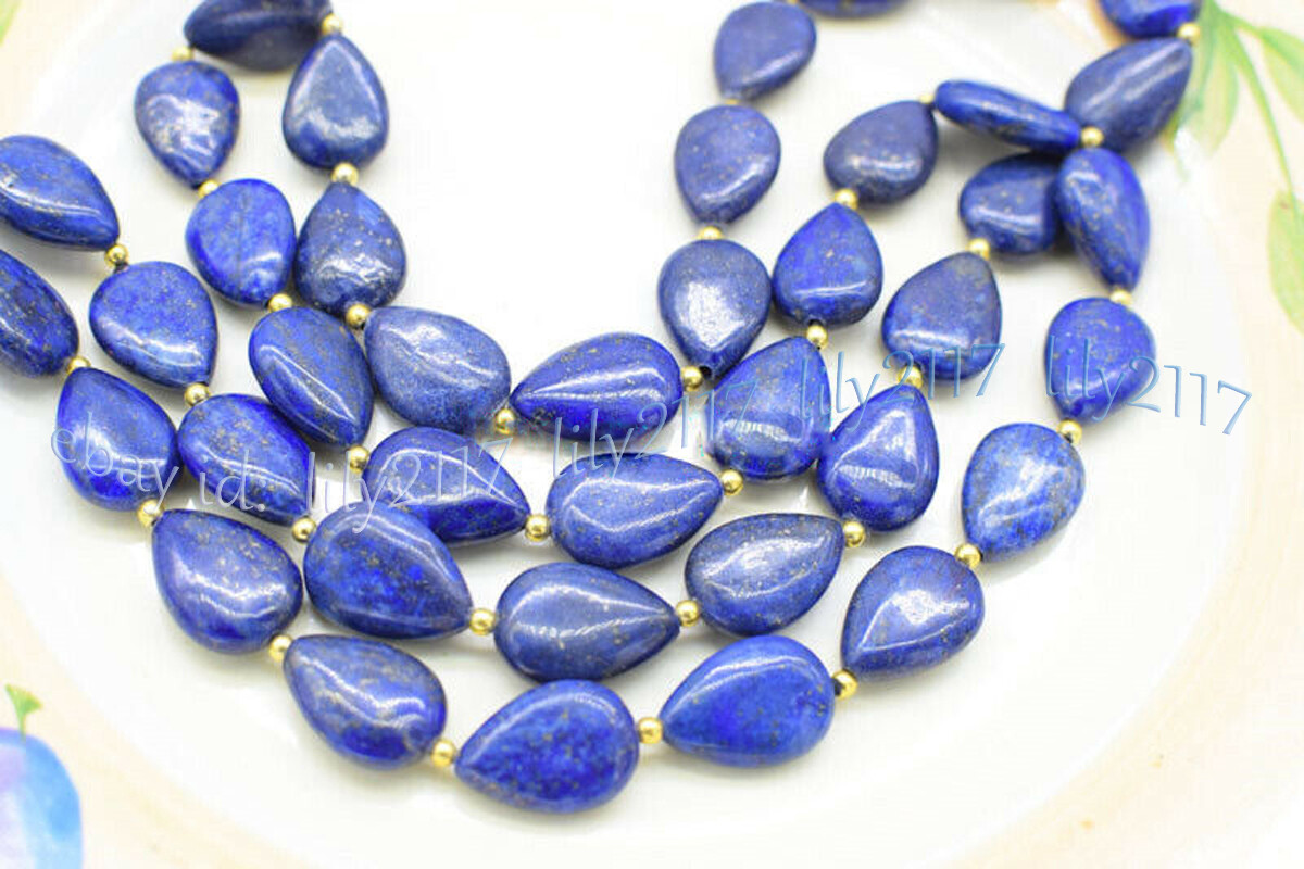 13x18mm Natural Blue Lapis Lazuli Teardrop Gemstone Beads Necklace 14-48 inches