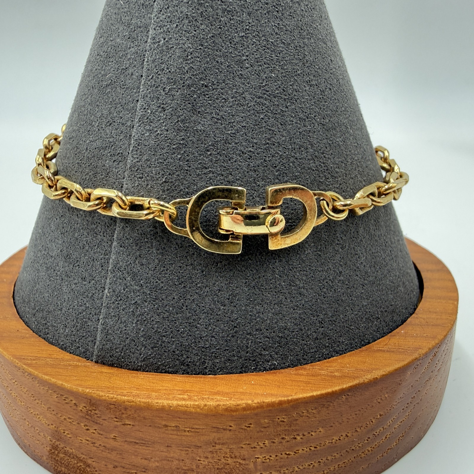 DIOR CD Logo Chain Bracelet GTone Logo Charm Total Length 19.5cm GERMANY Engrave