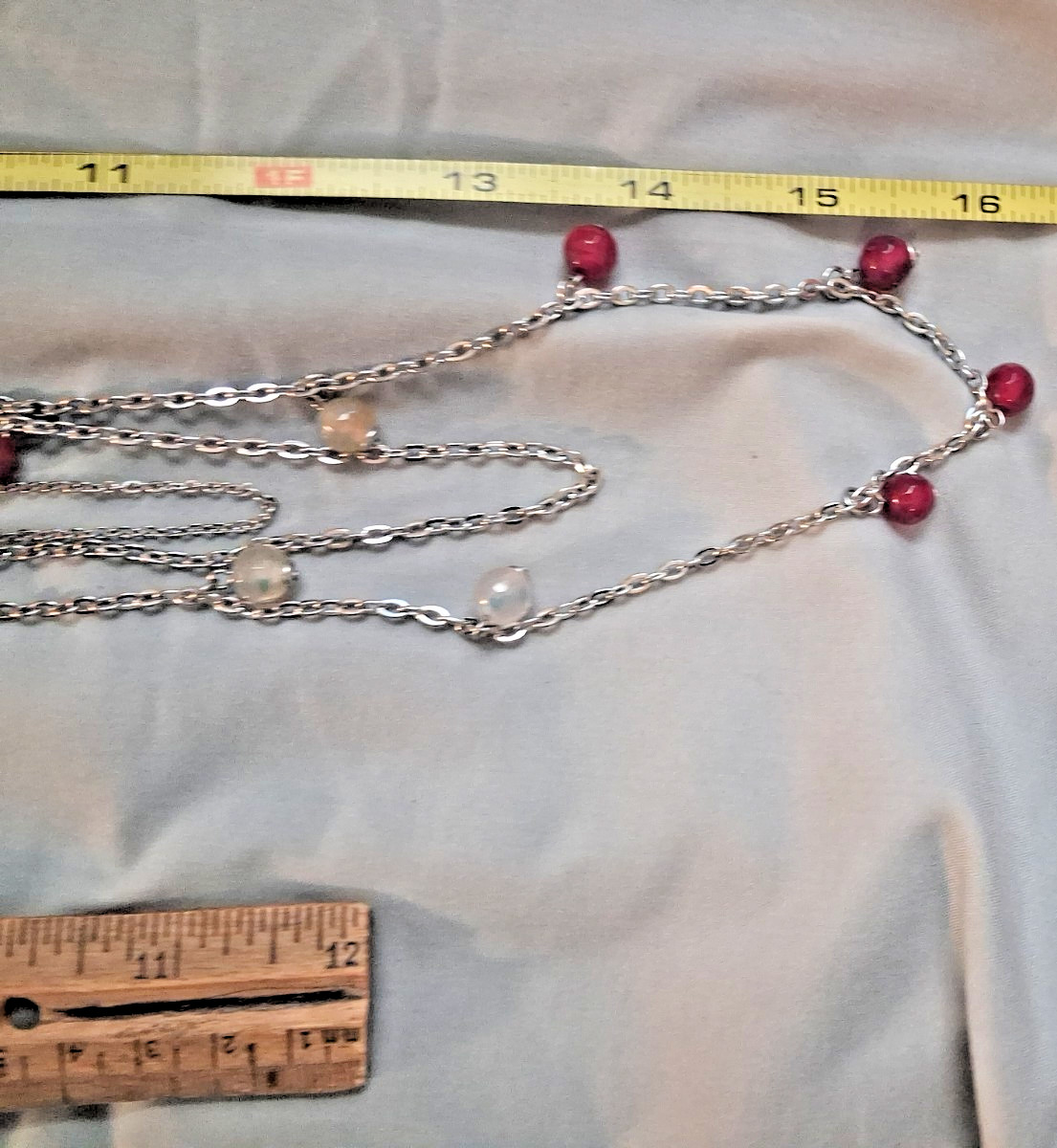 36″ Chisel Stainless Steel Multi Triple Strand Red Pink Bead Long Necklace
