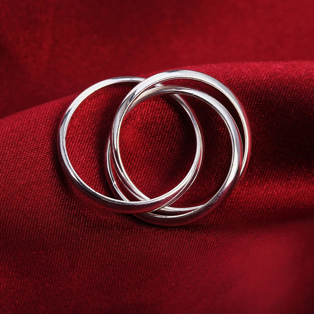 CHSHINE 925 Sterling Silver Three Round Woman Rings Fine Fashion Charm Jewelry