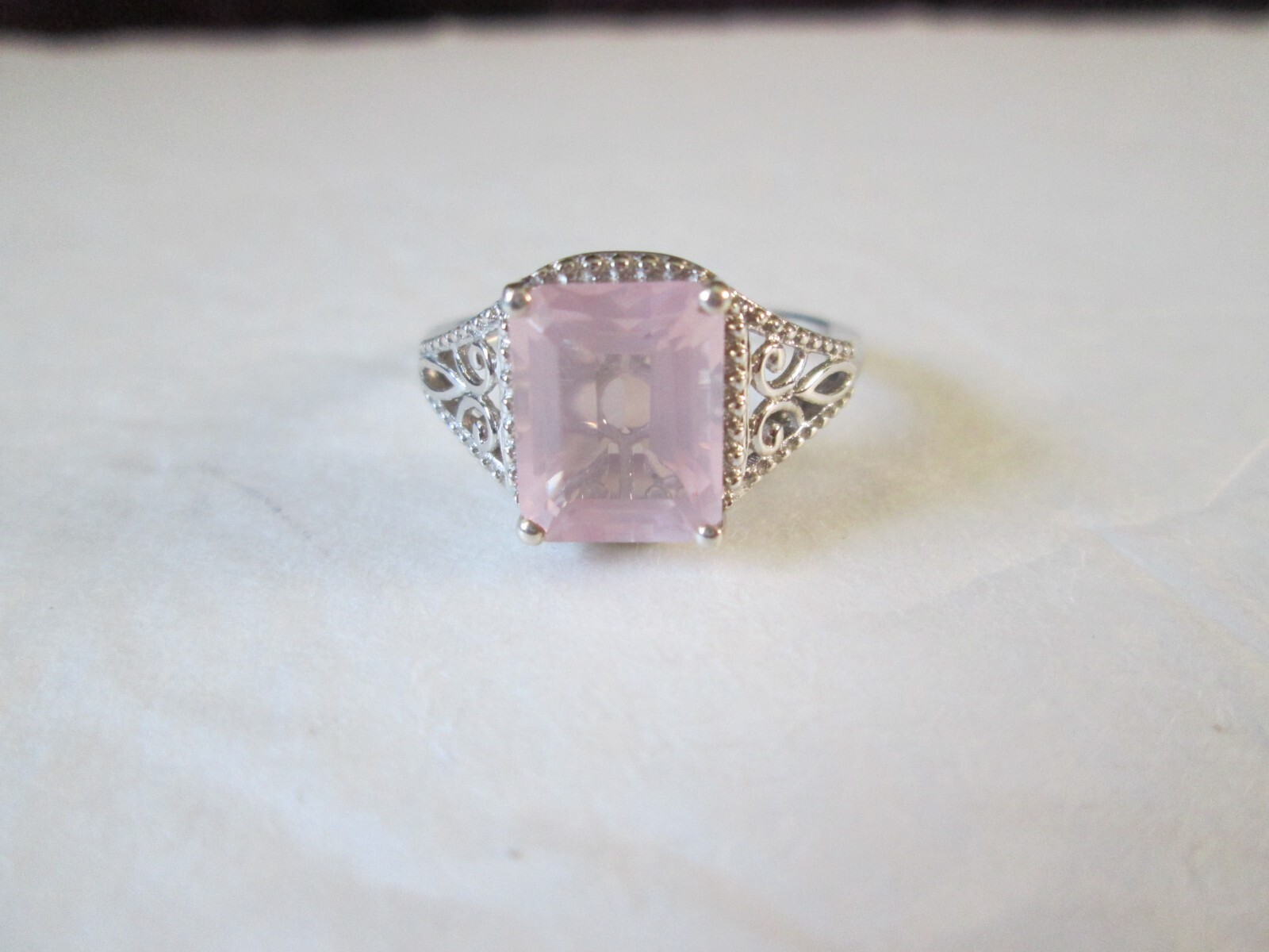 Galilea Rose Quartz Platinum over Sterling Silver Ring (Size 7) 3.00 ctw