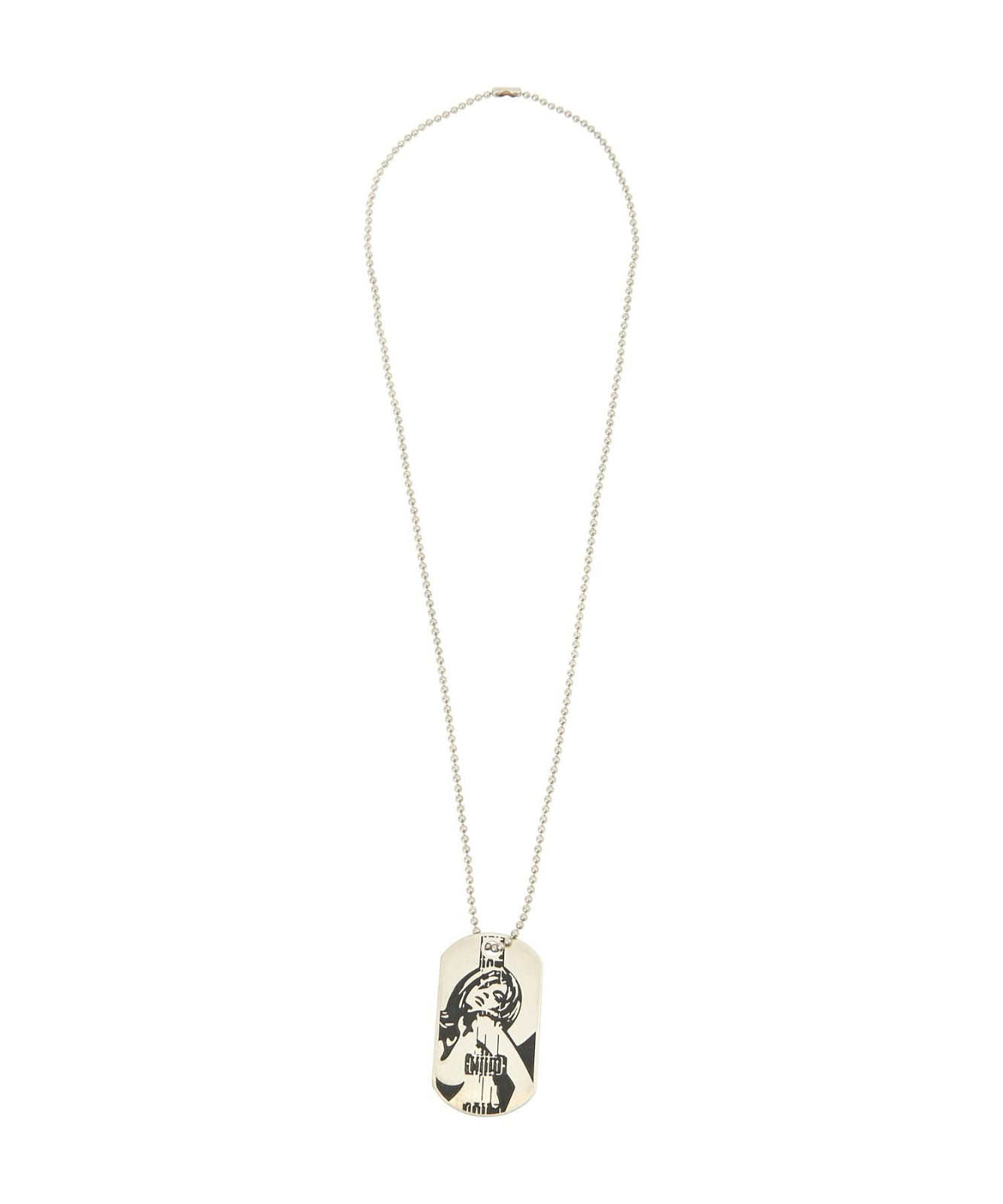 HYSTERIC GLAMOUR Guitar Girl Ball Chain Necklace Pendant Silver Japan Authentic