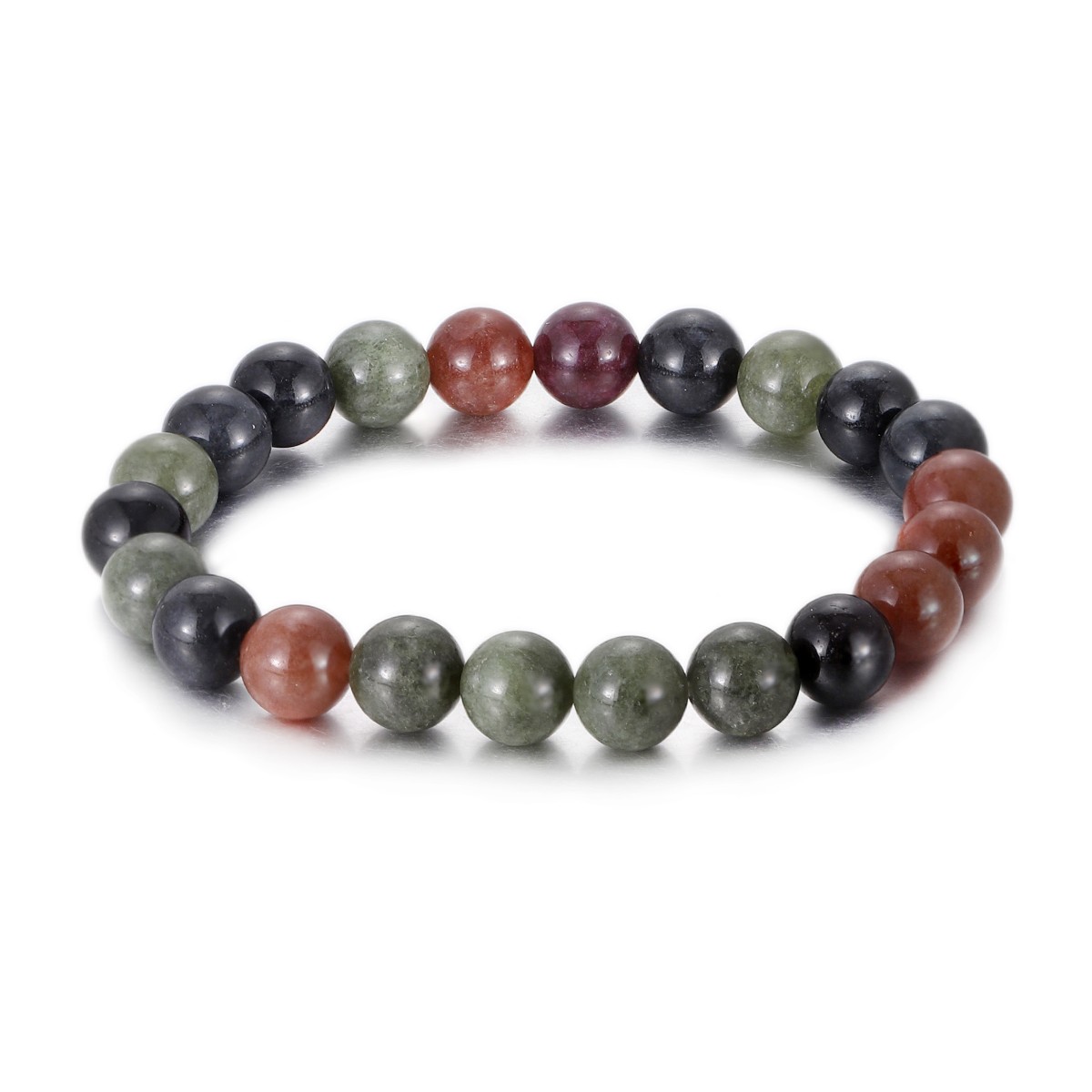10PCS Gemstone Bracelet Crystal 8mm Round Stone Beaded Bracelets for Women Men